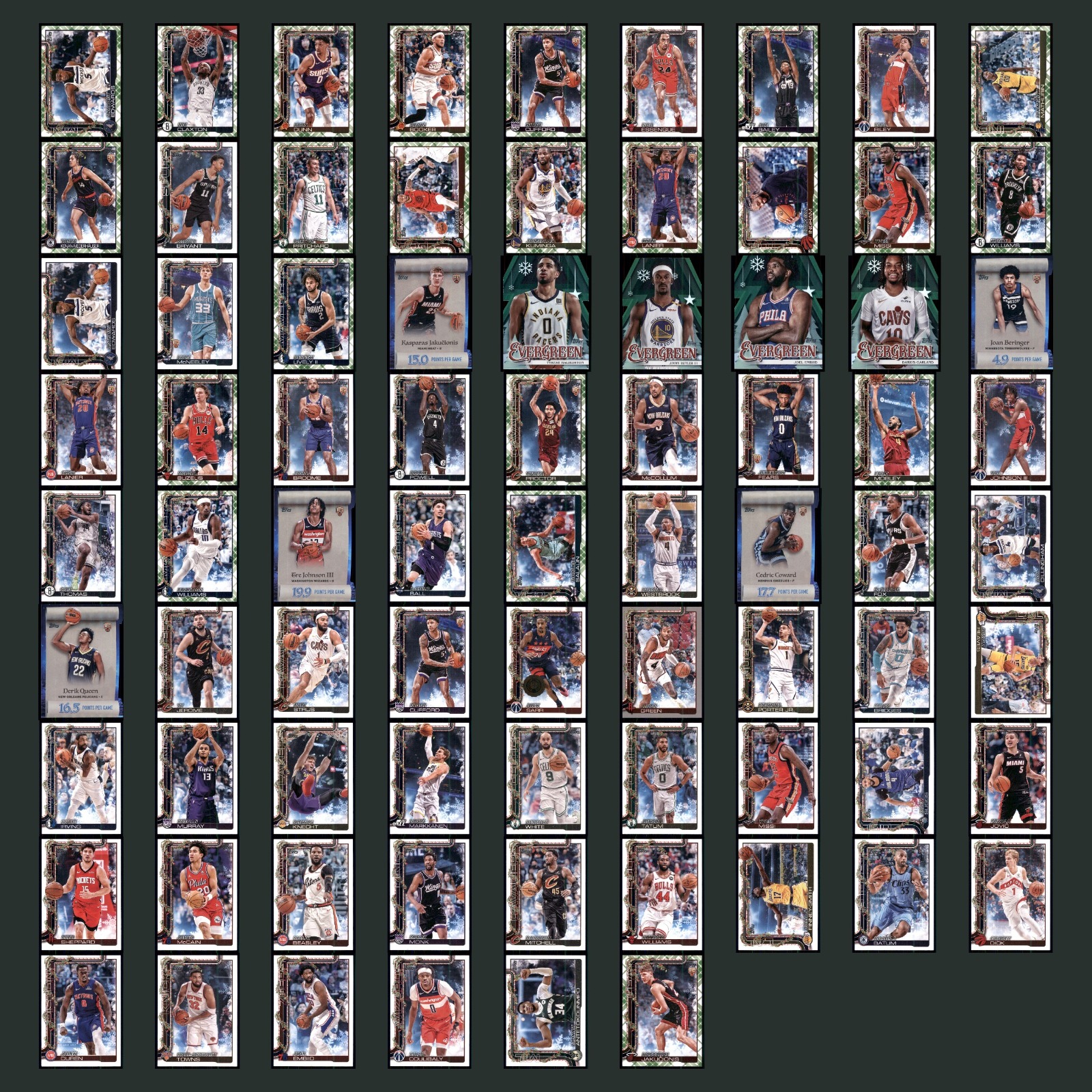 2025 Topps Holiday Lot 78 Basketball Cards Parallels Inserts Anthony Edwards NM card scans. Overall card condition is Near Mint.