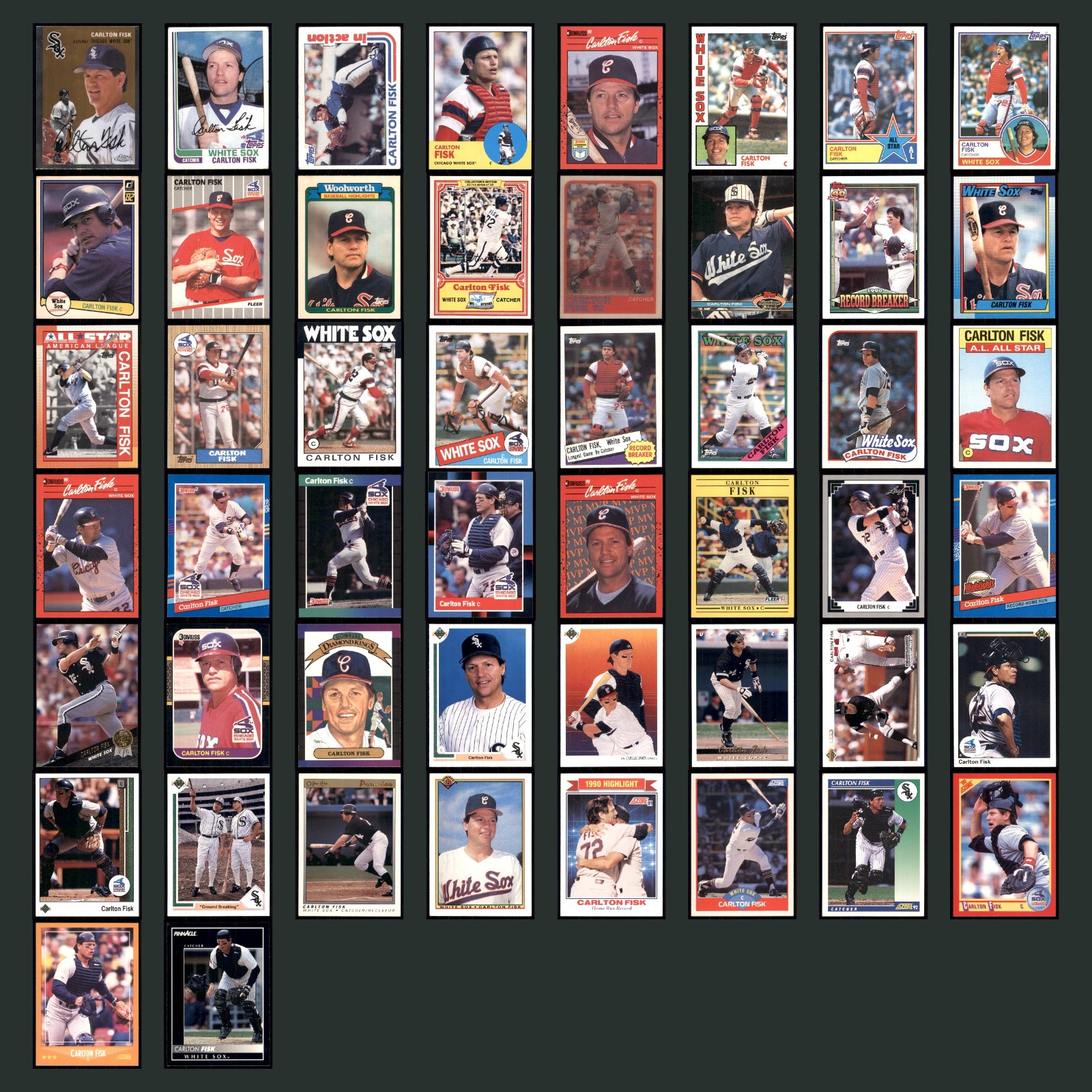 Carlton Fisk Lot 50 Baseball Cards 2023 Topps Chrome Platinum Anniversary Set NM card scans. Overall card condition is Near Mint.