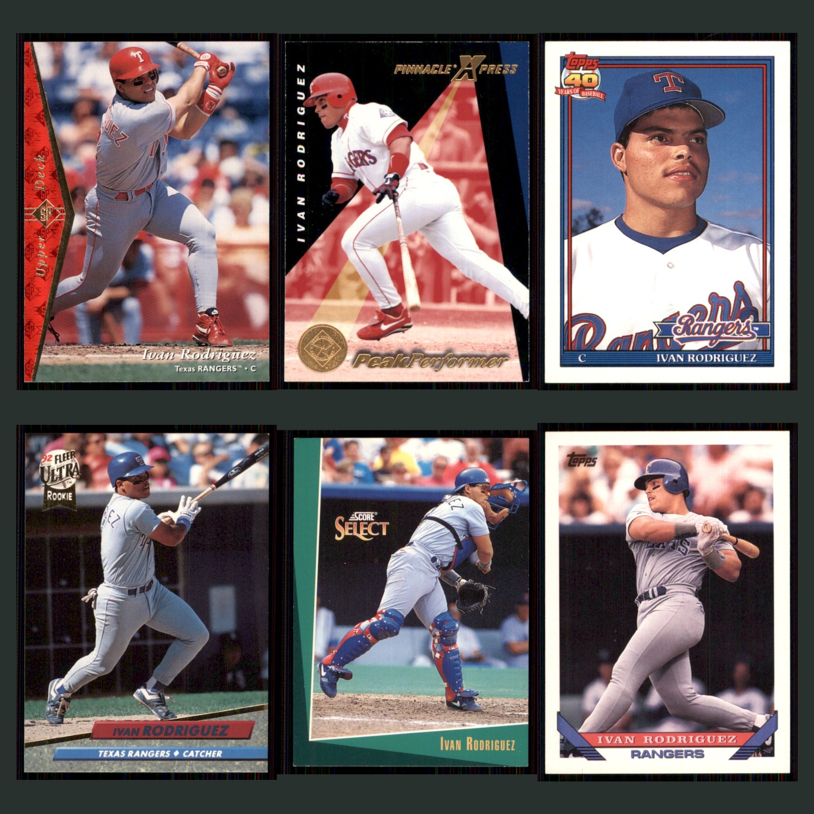 Ivan Rodriguez Lot 6 Baseball Cards 1995 SP Texas Rangers Set Collection MLB NM card scans. Overall card condition is Near Mint.
