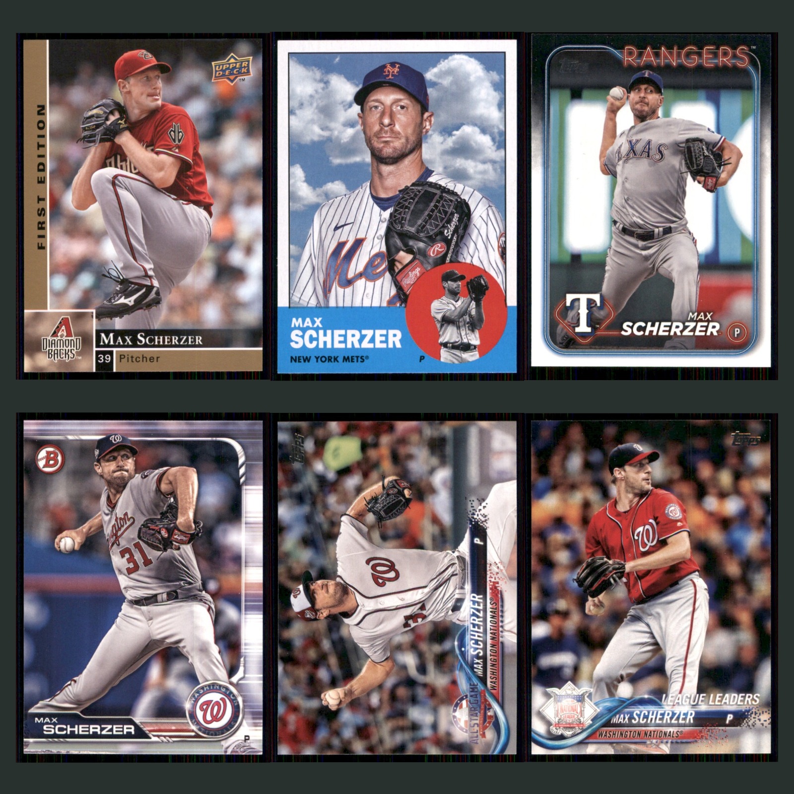Max Scherzer Lot 6 Baseball Cards 2009 Upper Deck First Edition Diamondbacks Set card scans. Overall card condition is Near Mint.