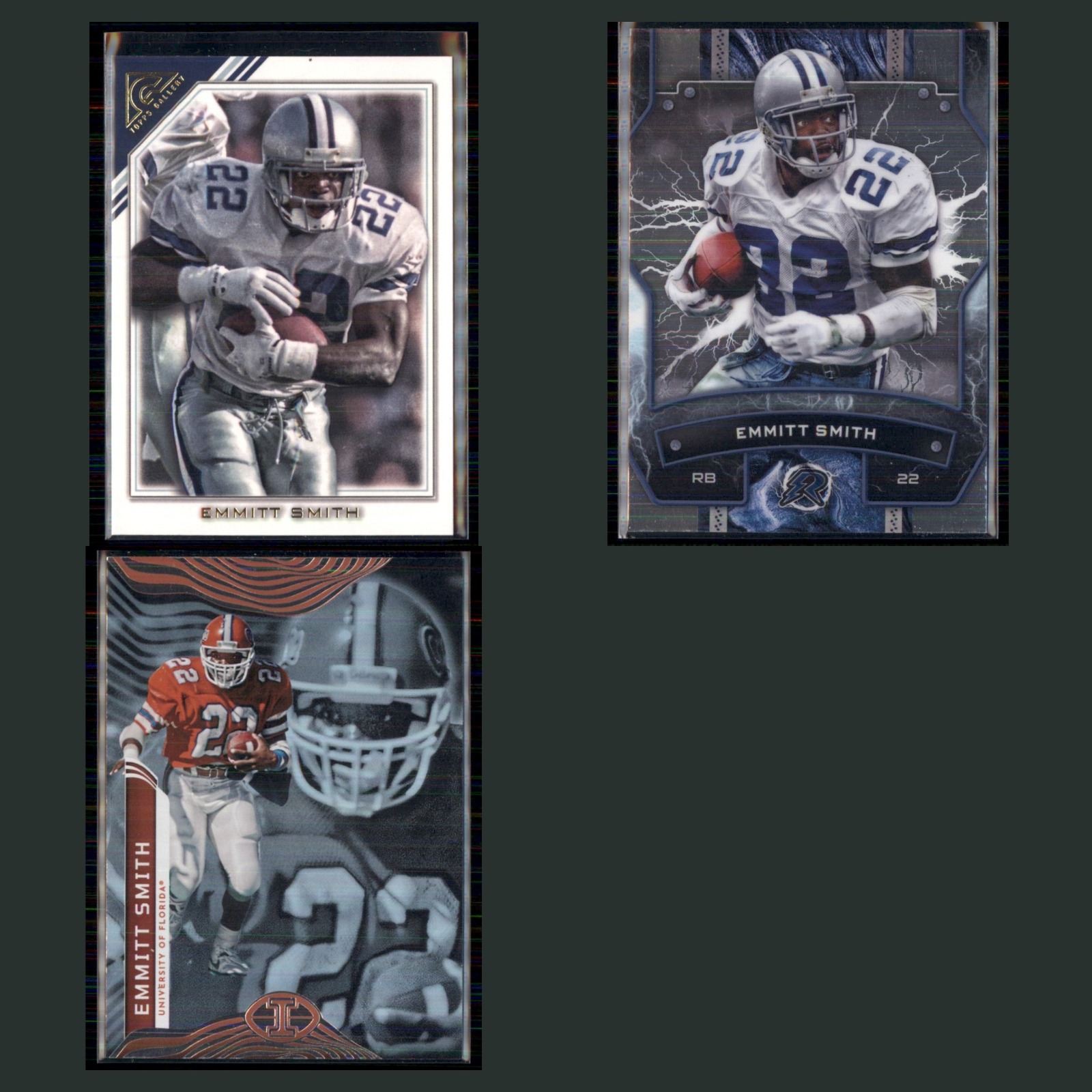 Emmitt Smith Lot 3 Football Cards 2023 Topps Composite Dallas Cowboys Set NFL NM card scans. Overall card condition is Near Mint.