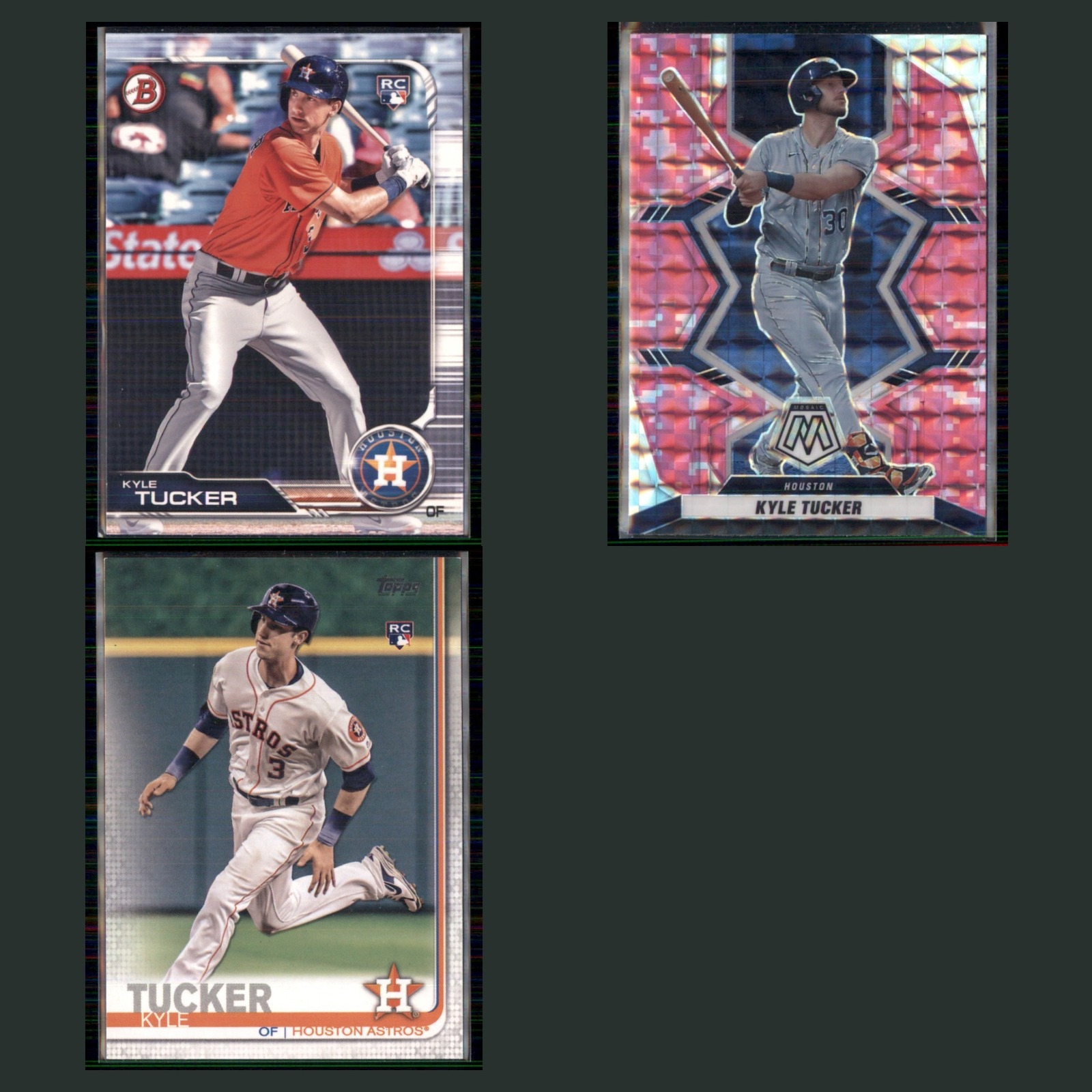 Kyle Tucker Rookie Lot 3 Baseball Cards 2019 Bowman Houston Astros Set MLB NM card scans. Overall card condition is Near Mint.