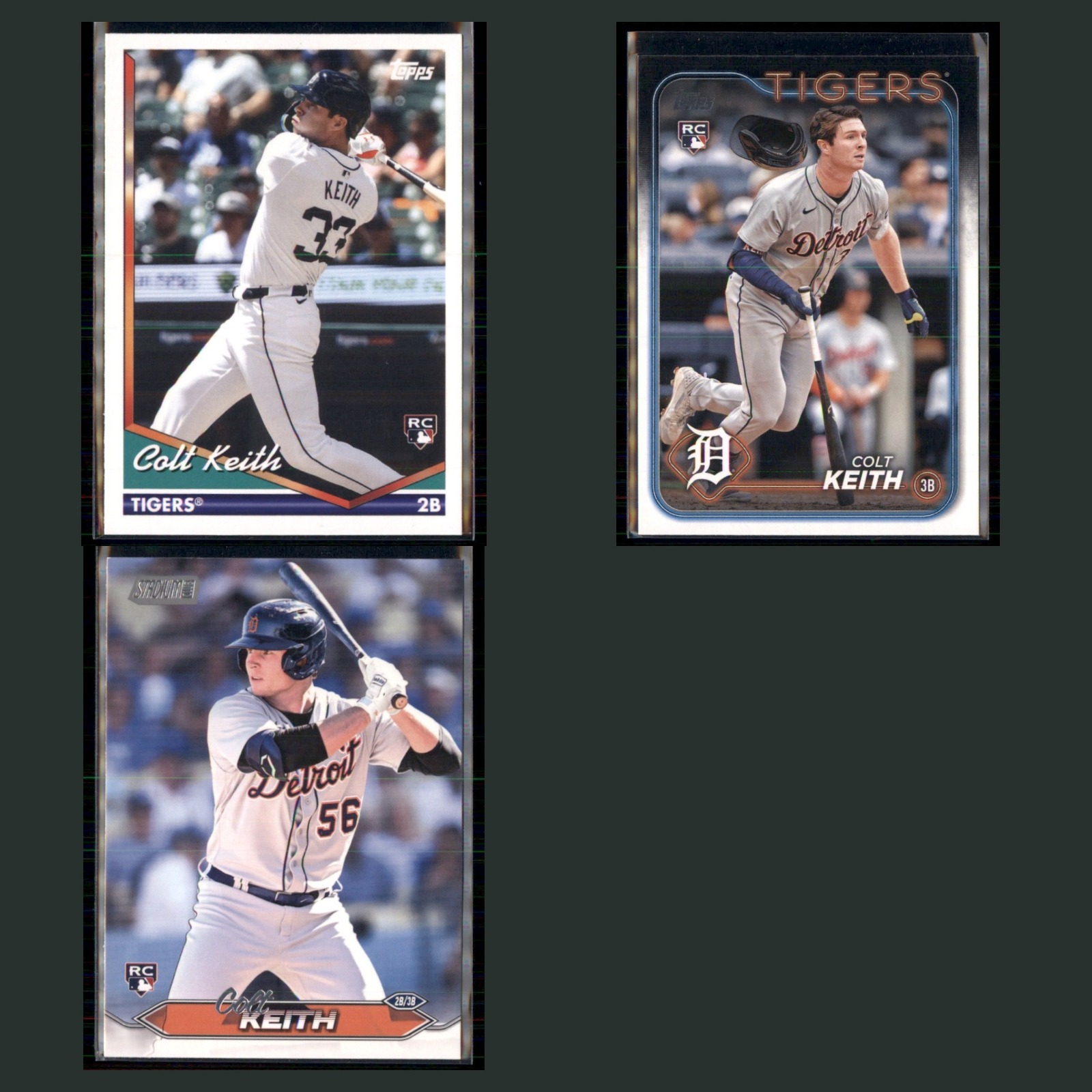 Colt Keith Rookie Lot 3 Baseball Cards 2024 Topps Detroit Tigers Set Collection card scans. Overall card condition is Near Mint.