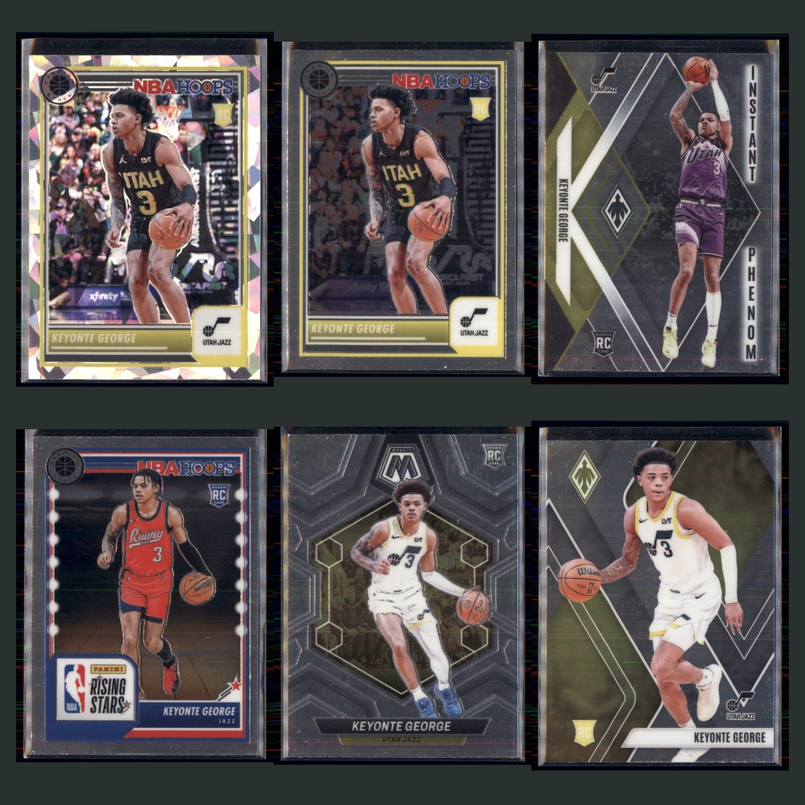 Keyonte George Rookie Lot 6 Basketball Cards 2023 Utah Jazz Set Collection NBA card scans. Overall card condition is Near Mint.