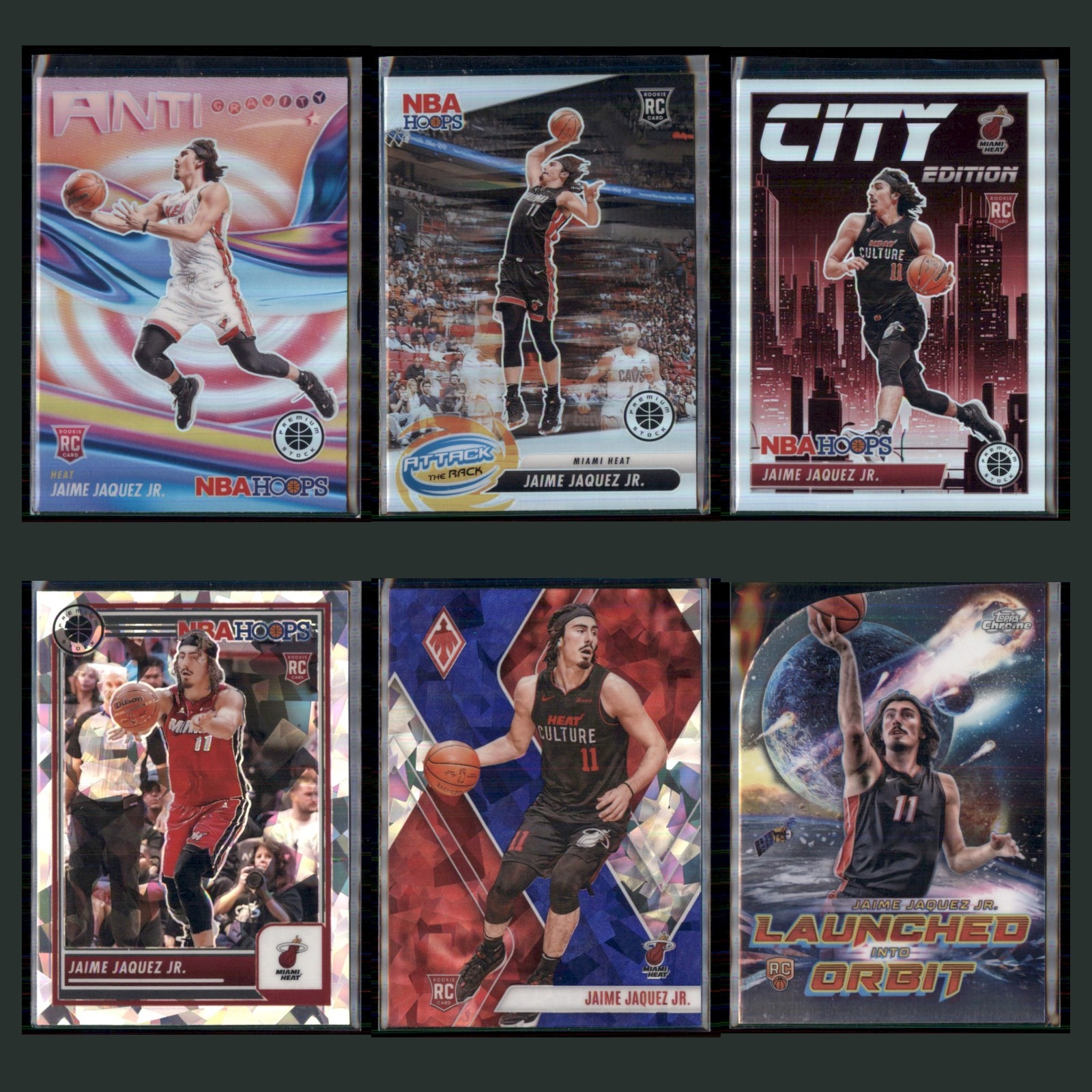 Jaime Jaquez Jr. Rookie Lot 6 Basketball Cards 2023 Miami Heat Set Collection NM card scans. Overall card condition is Near Mint.