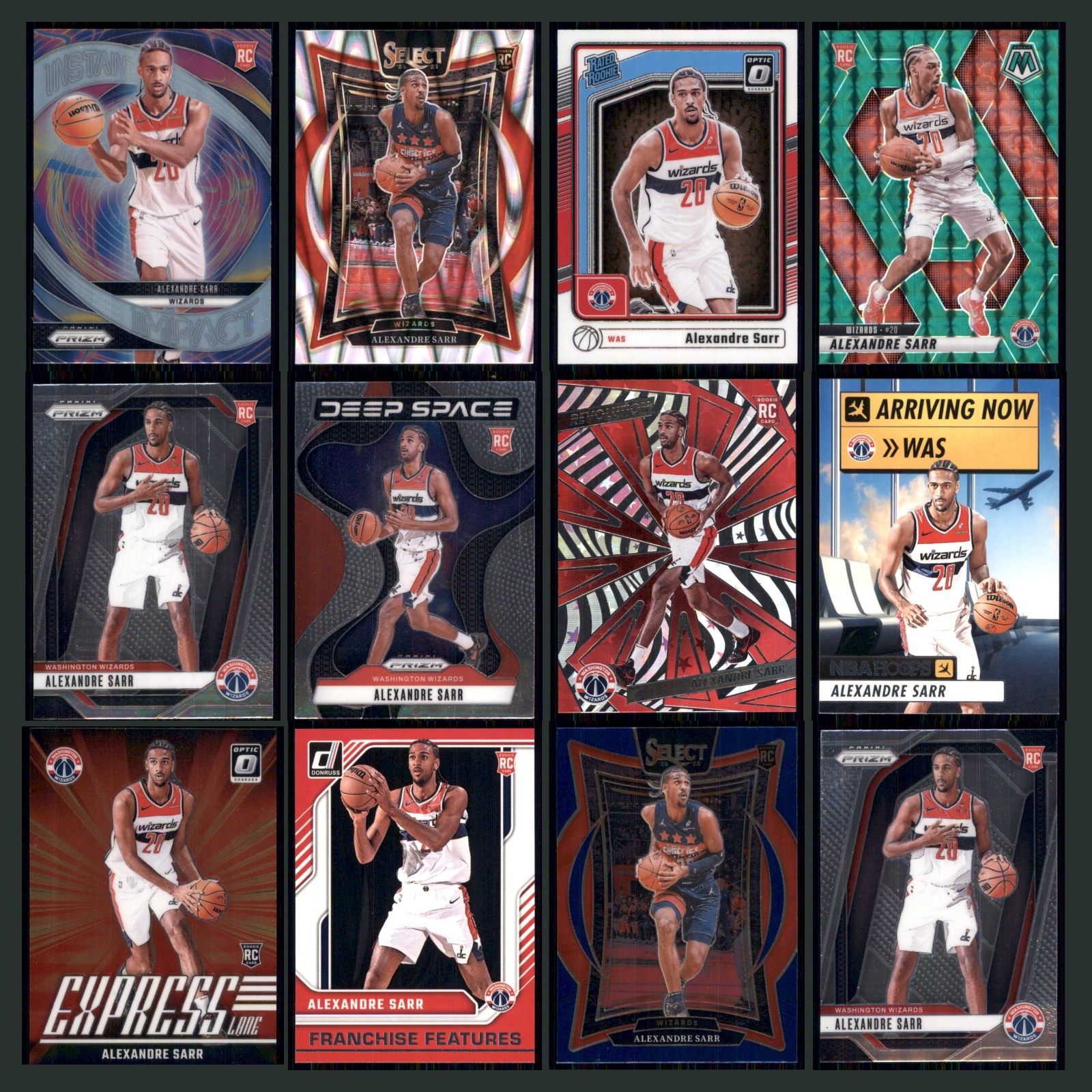 Alexandre Sarr Rookie Lot 12 Basketball Cards 2024 Washington Wizards Set NBA NM card scans. Overall card condition is Near Mint.