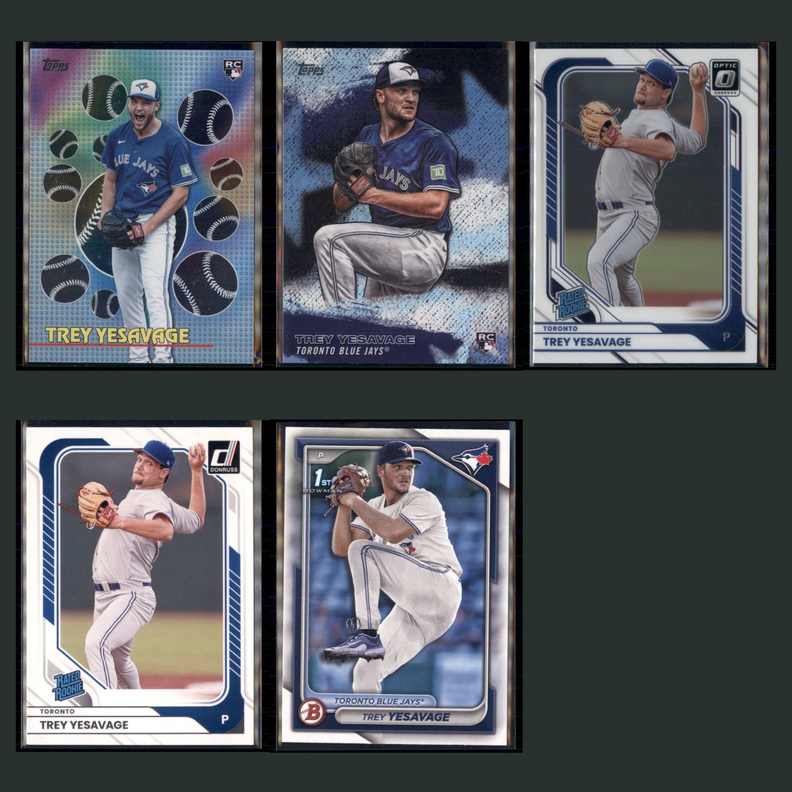Trey Yesavage Rookie Lot 5 Baseball Cards 2026 Topps Titans of the Game Set MLB card scans. Overall card condition is Near Mint.