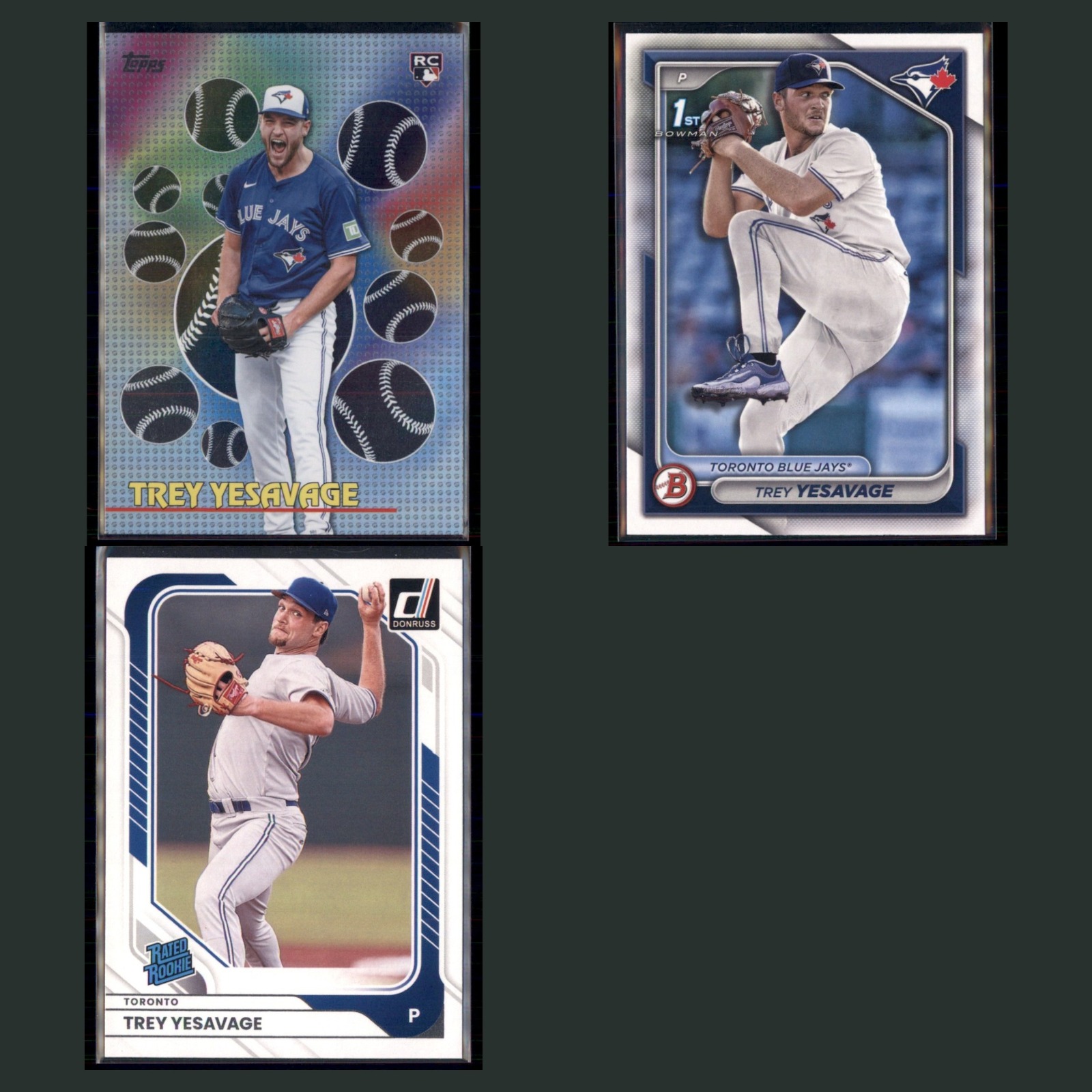Trey Yesavage Rookie Lot 3 Baseball Cards 2026 Topps Titans of the Game Set MLB card scans. Overall card condition is Near Mint.