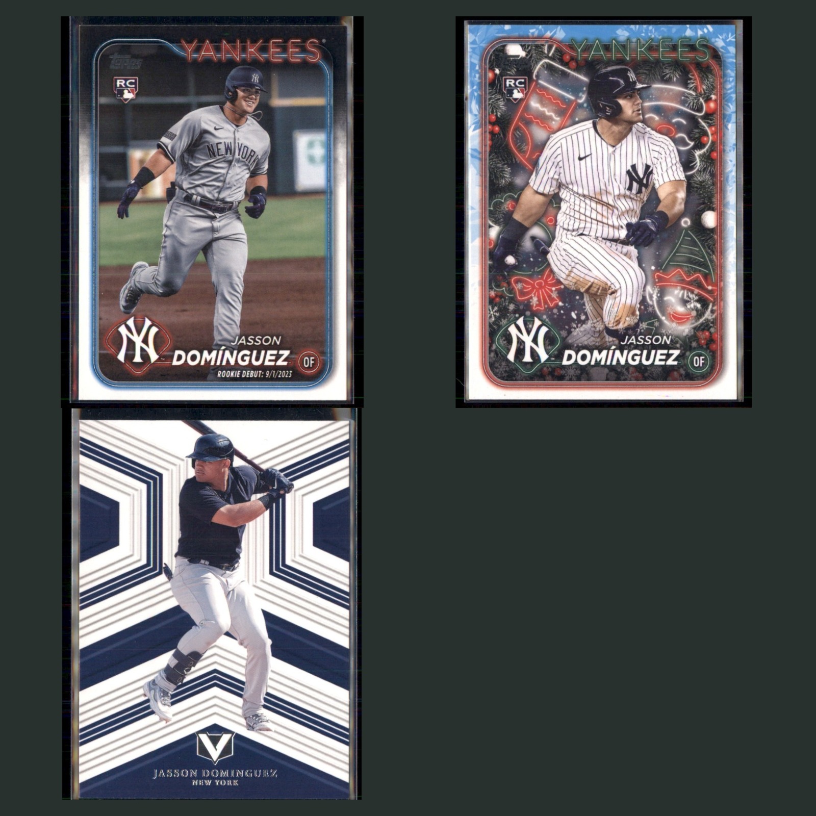 Jasson Domínguez Rookie Lot 3 Baseball Cards 2024 Topps Update New York Yankees card scans. Overall card condition is Near Mint.