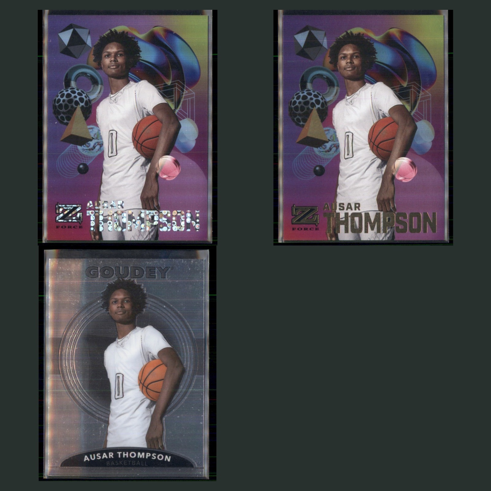 Ausar Thompson Rookie Lot 3 Basketball Cards 2022 Set Collection NBA NM card scans. Overall card condition is Near Mint.