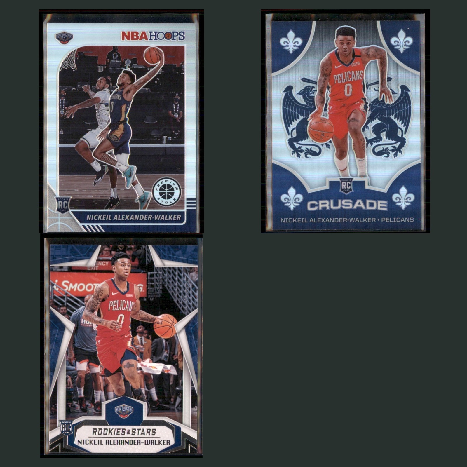 Nickeil Alexander-Walker Rookie Lot 3 Basketball Cards 2019 New Orleans Pelicans card scans. Overall card condition is Near Mint.