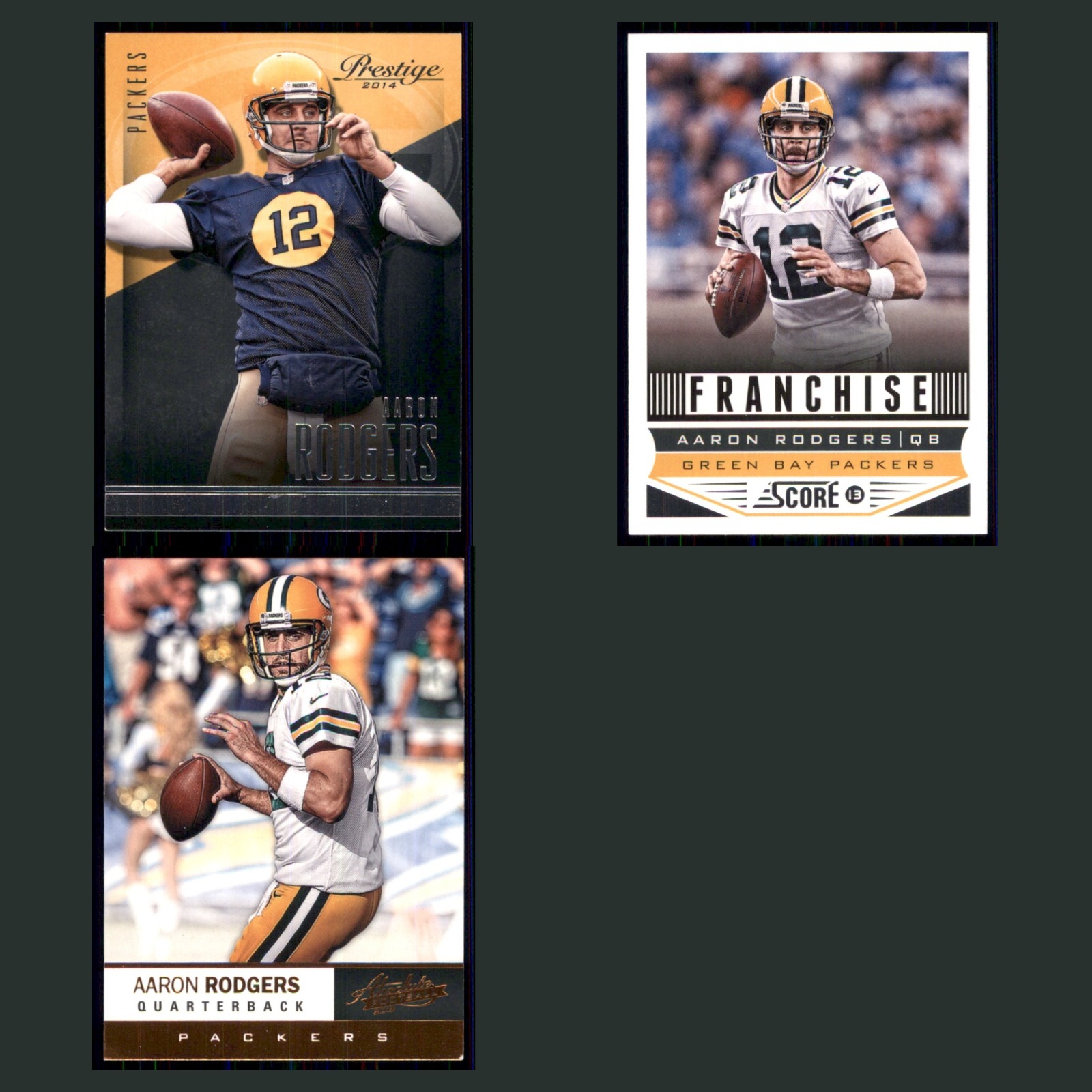 Aaron Rodgers Lot 3 Football Cards 2014 Panini Prestige Green Bay Packers Set NM card scans. Overall card condition is Near Mint.