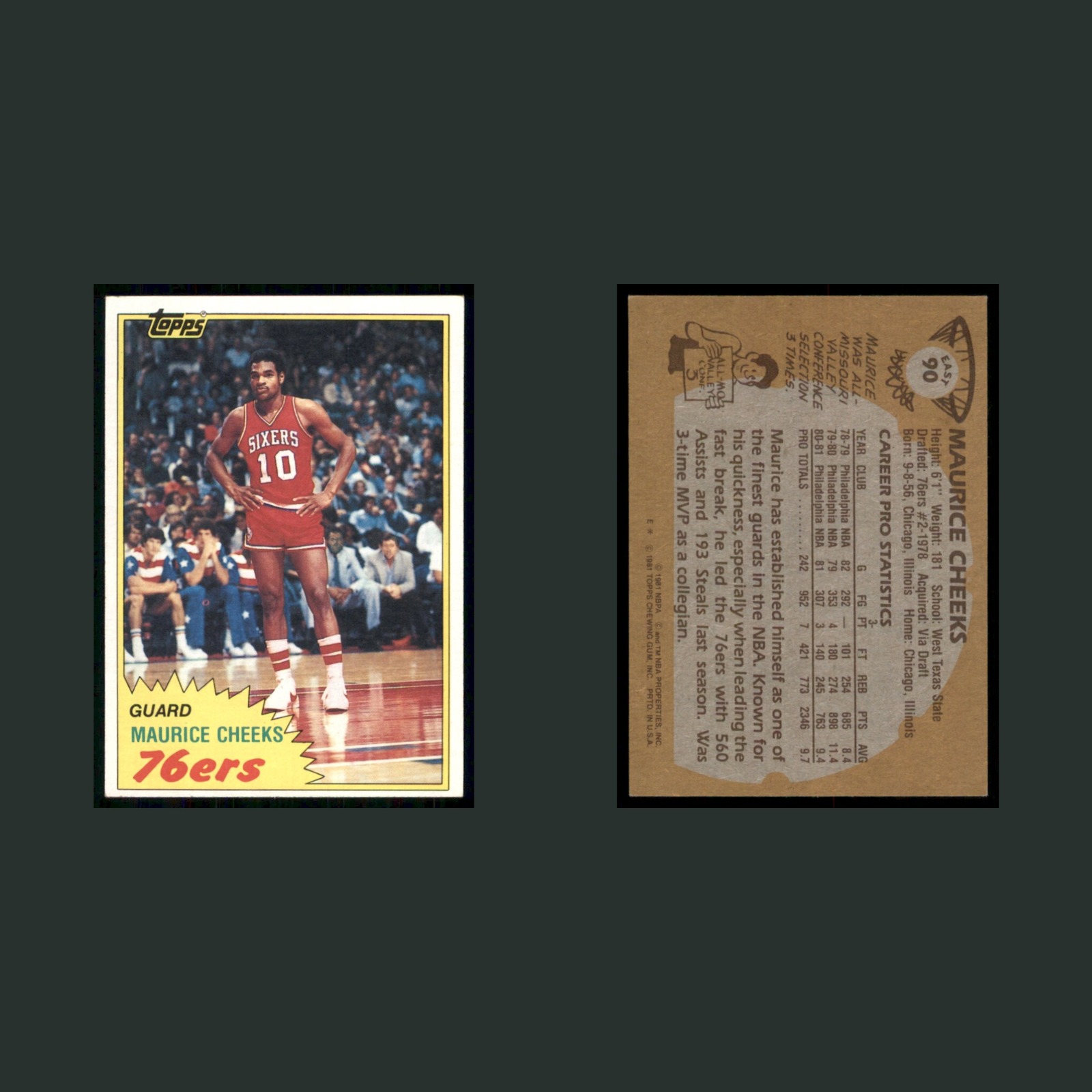 Julius Erving/Bobby Jones/Maurice Cheeks #59 NM-MT 1981-82 Topps 76ers Card NBA front and back scans. Card condition is Near Mint.
