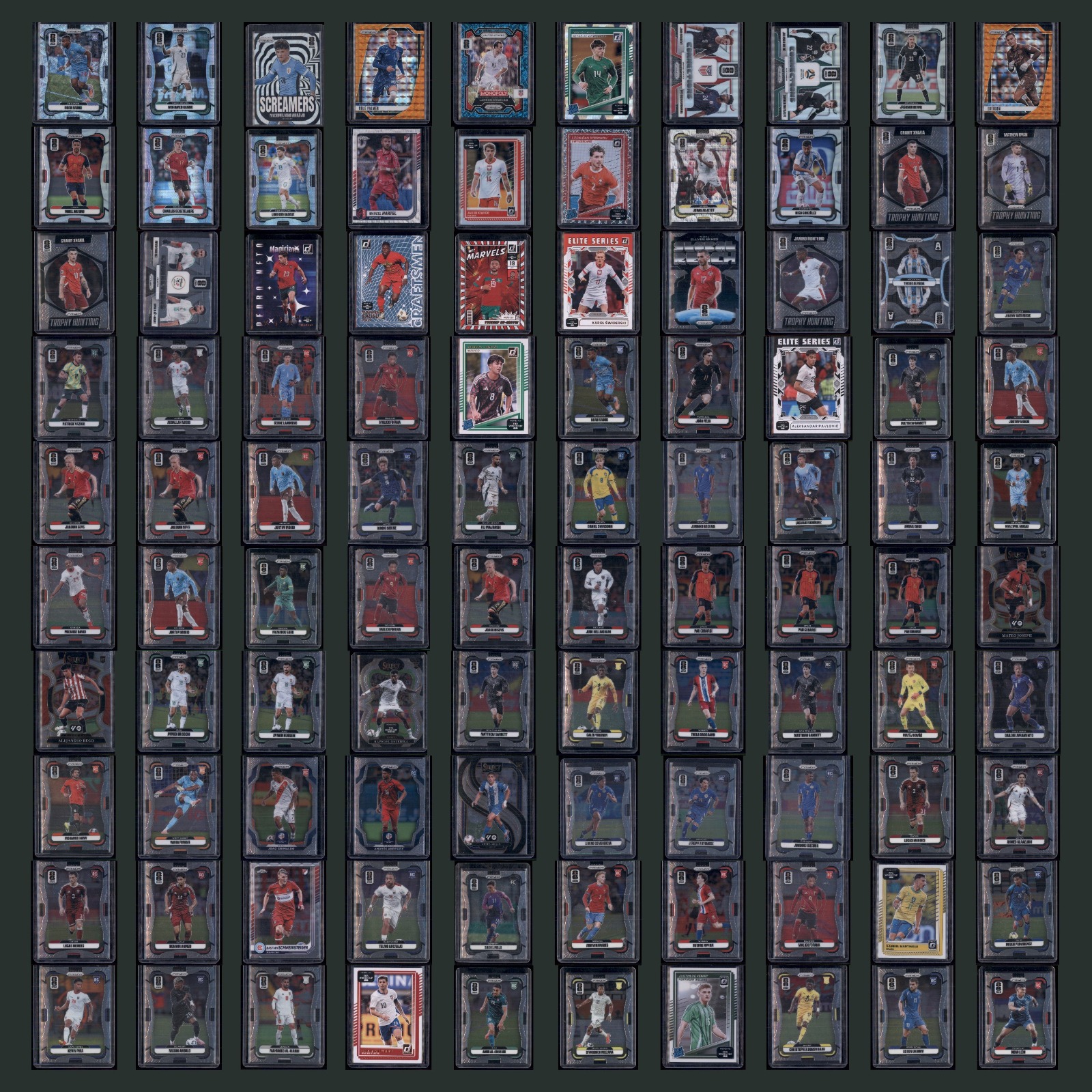 Soccer Card Lot 100 Cards Show Ready Toploaded Color Rookies Inserts Parallels card scans. Overall card condition is Near Mint.