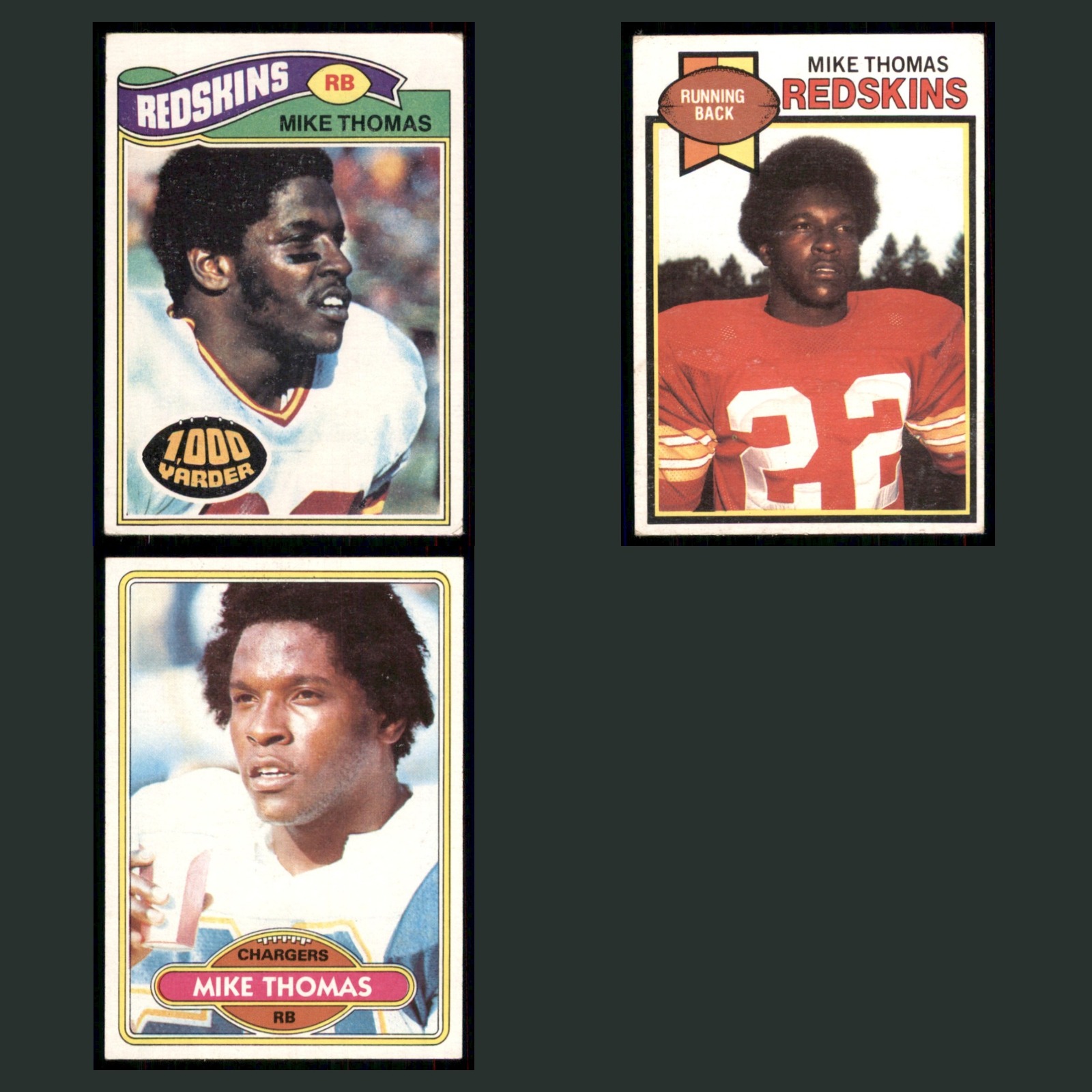 Mike Thomas Lot 3 Football Cards 1977 Topps Washington Redskins Set Collection card scans. Overall card condition is Excellent.