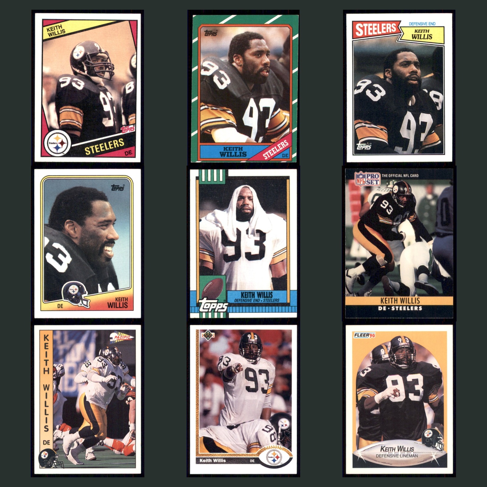 Keith Willis Rookie Lot 9 Football Cards 1984 Topps Pittsburgh Steelers Set NFL card scans. Overall card condition is Excellent.
