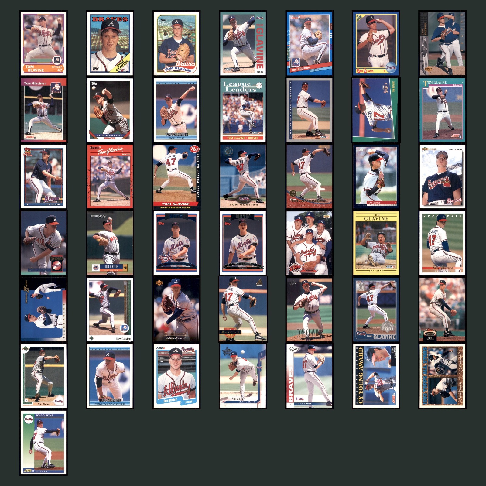Tom Glavine Lot 43 Baseball Cards 1989 Score Atlanta Braves Set Collection MLB card scans. Overall card condition is Near Mint.