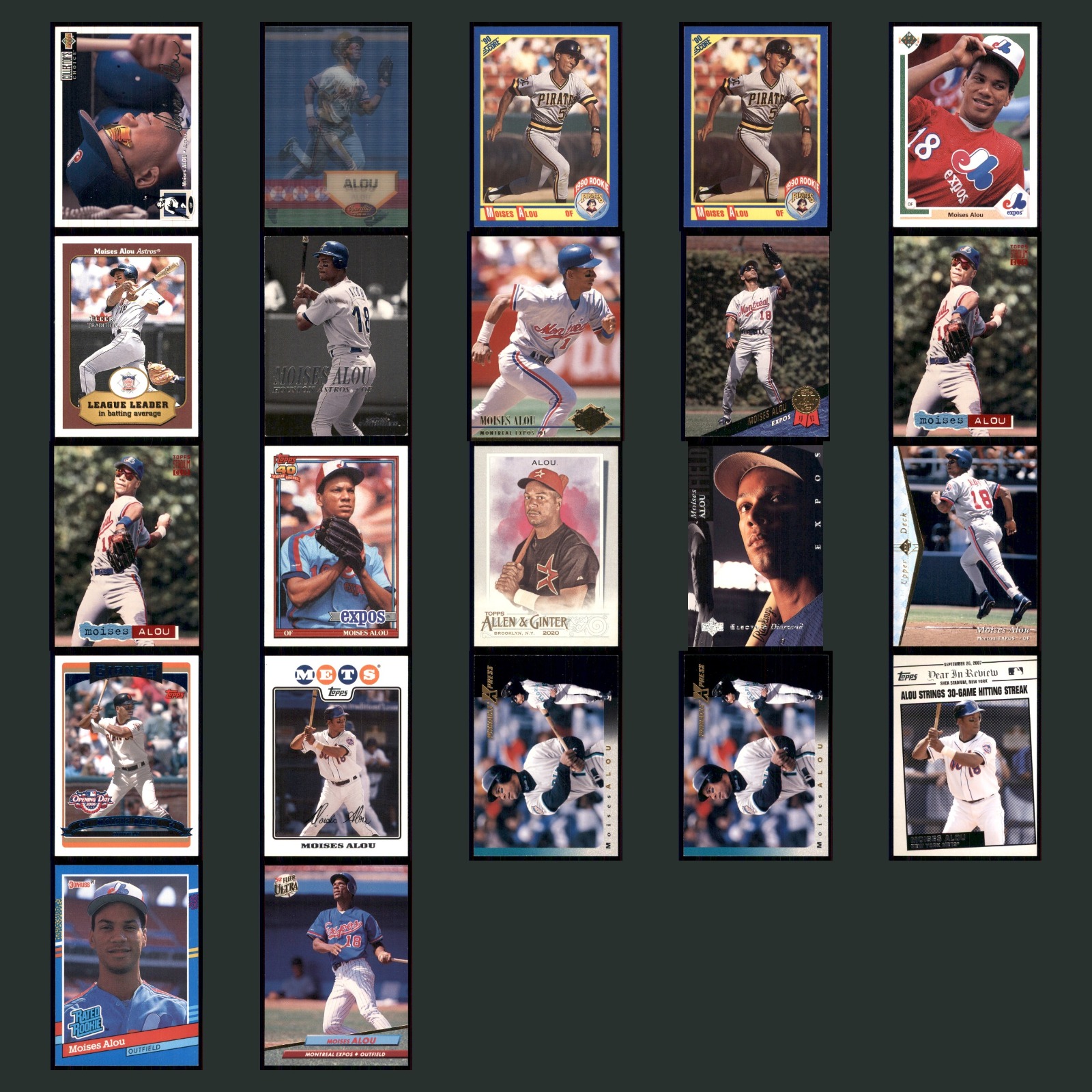Moises Alou Lot 22 Baseball Cards 1994 Collector's Choice Silver Signature Set card scans. Overall card condition is Excellent.