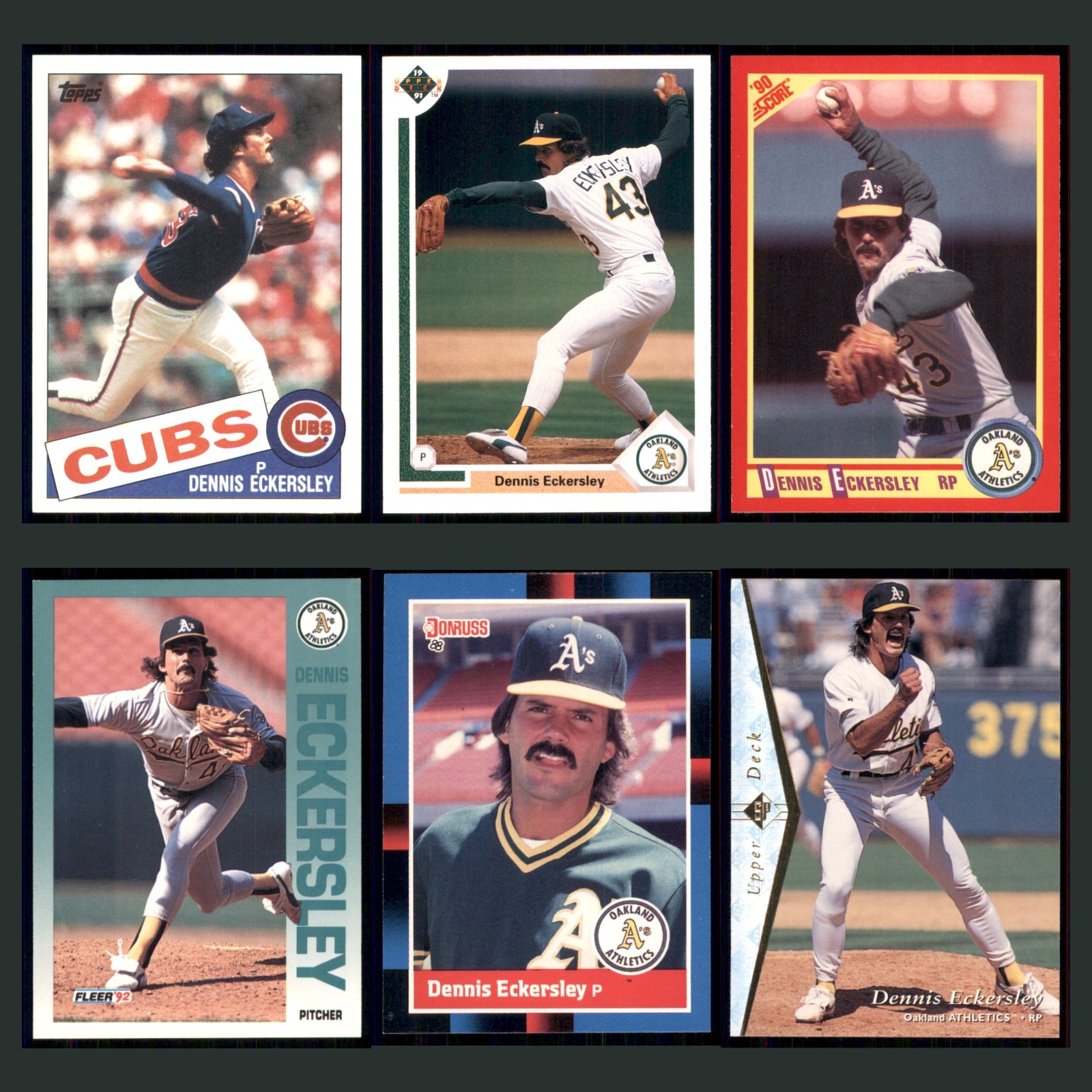 Dennis Eckersley Lot 6 Baseball Cards 1985 Topps Chicago Cubs Set Collection MLB card scans. Overall card condition is Excellent.