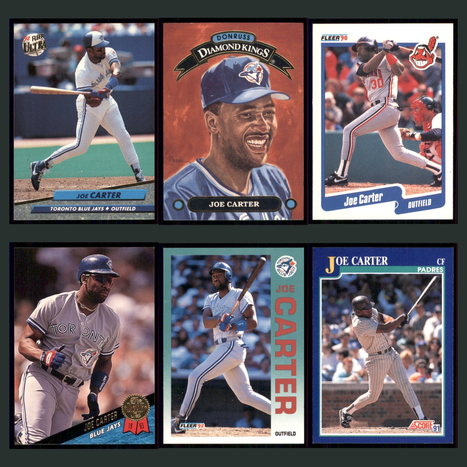Joe Carter Lot 6 Baseball Cards 1991 Classic Game Toronto Blue Jays Set MLB EX card scans. Overall card condition is Excellent.