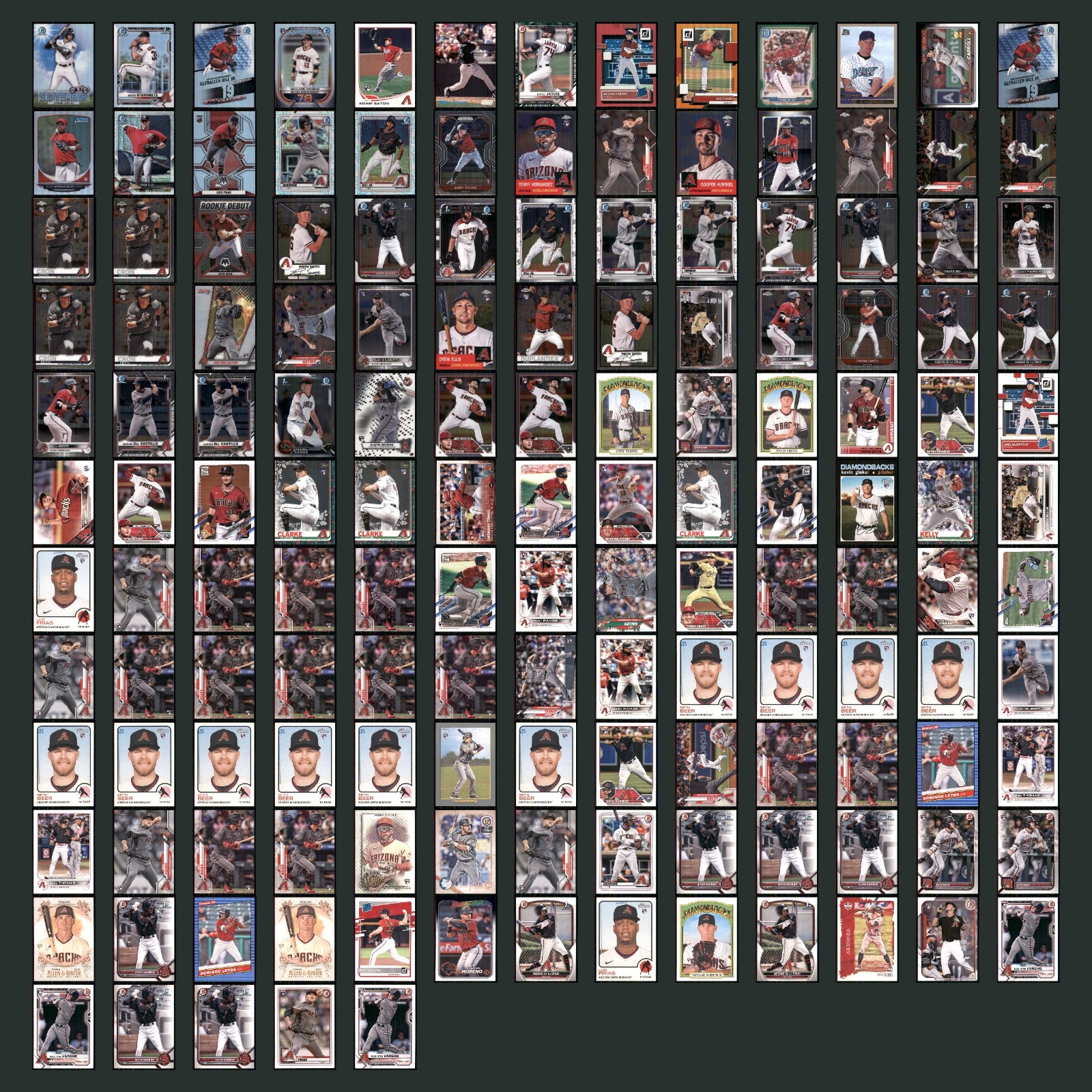 Arizona Diamondbacks Lot 148 Baseball Cards Bowman Sights on September NM MLB card scans. Overall card condition is Near Mint.