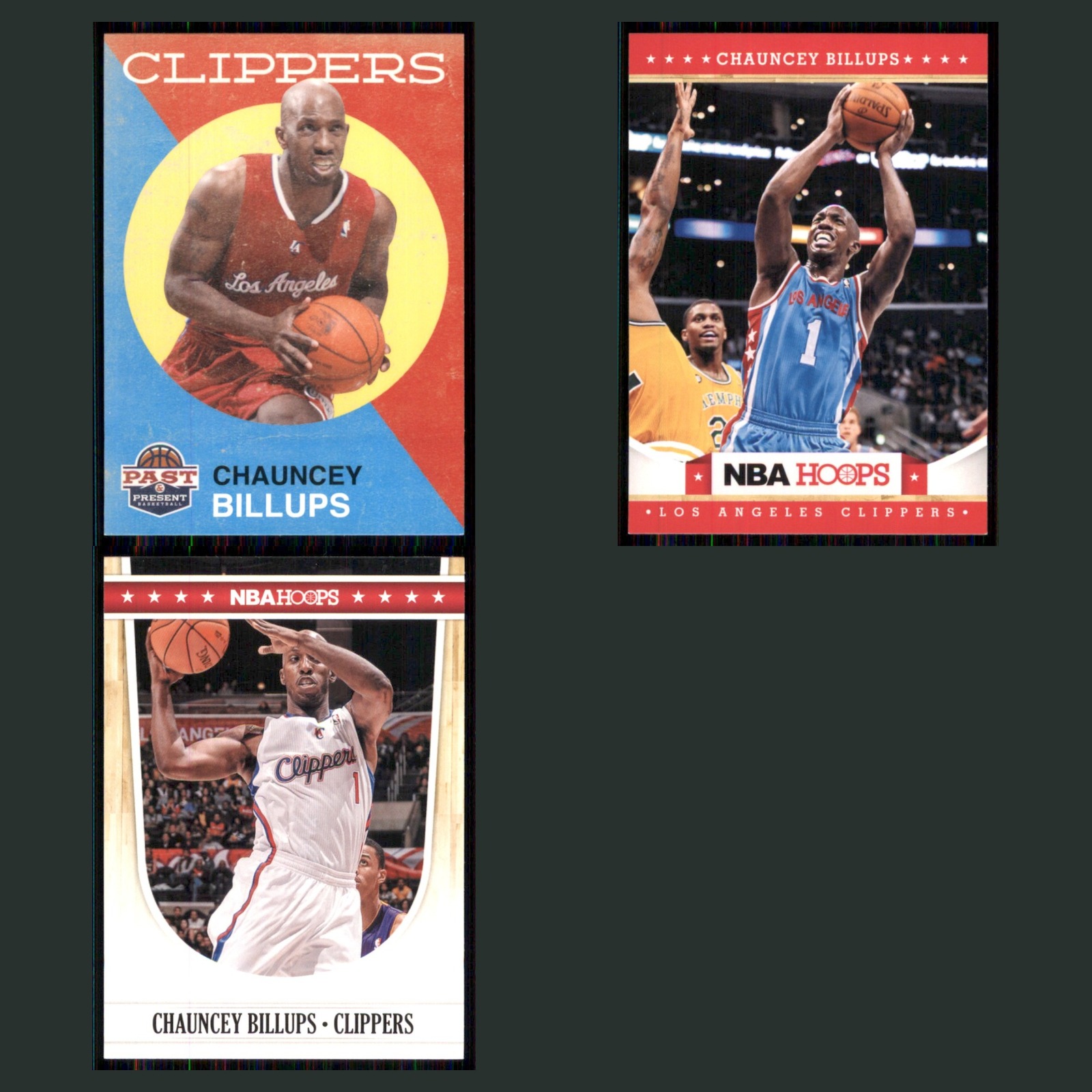 Chauncey Billups Lot 3 Basketball Cards 2012 Panini Past & Present Clippers Set card scans. Overall card condition is Near Mint.
