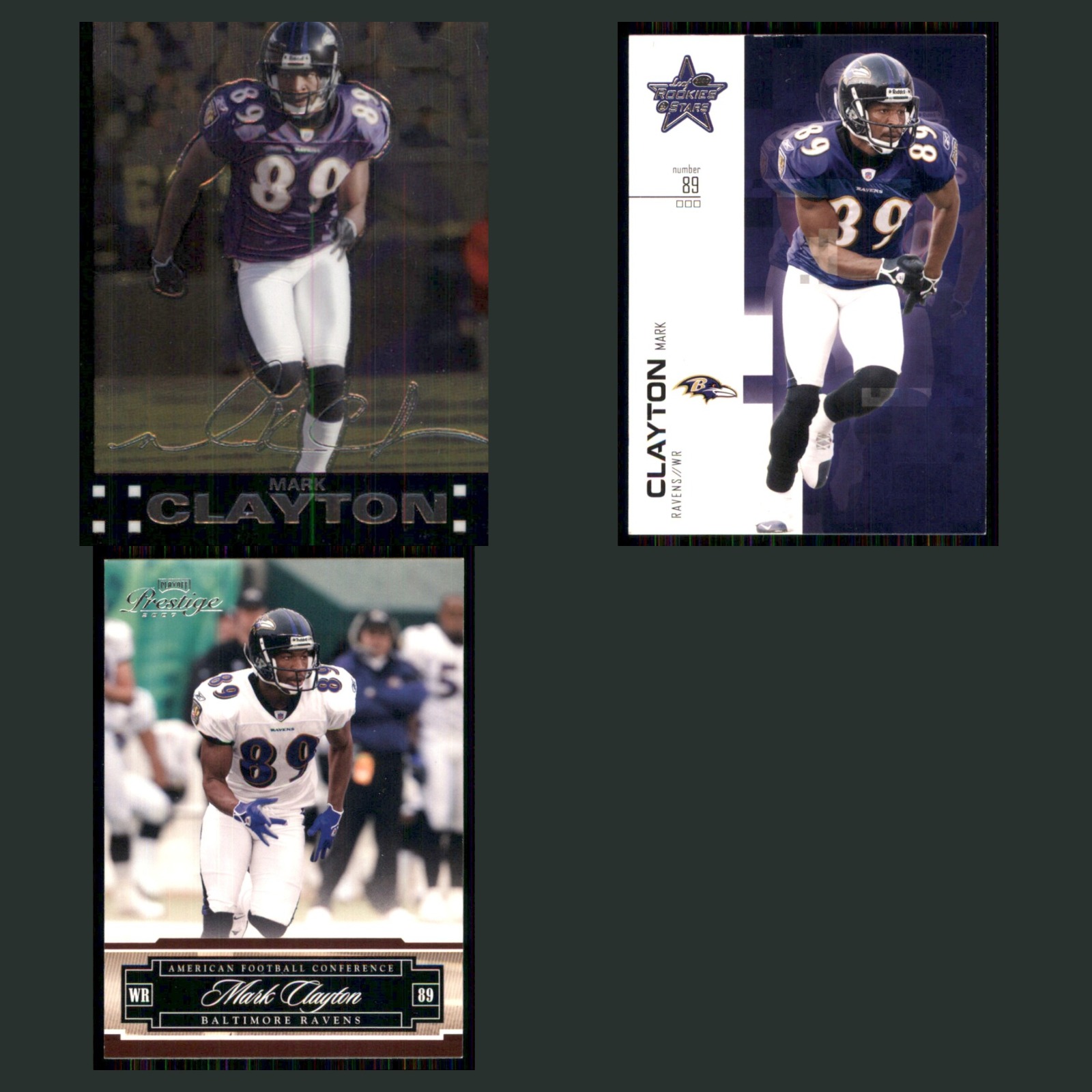 Mark Clayton Lot 3 Football Cards 2007 Topps Chrome Baltimore Ravens Set NFL EX card scans. Overall card condition is Excellent.