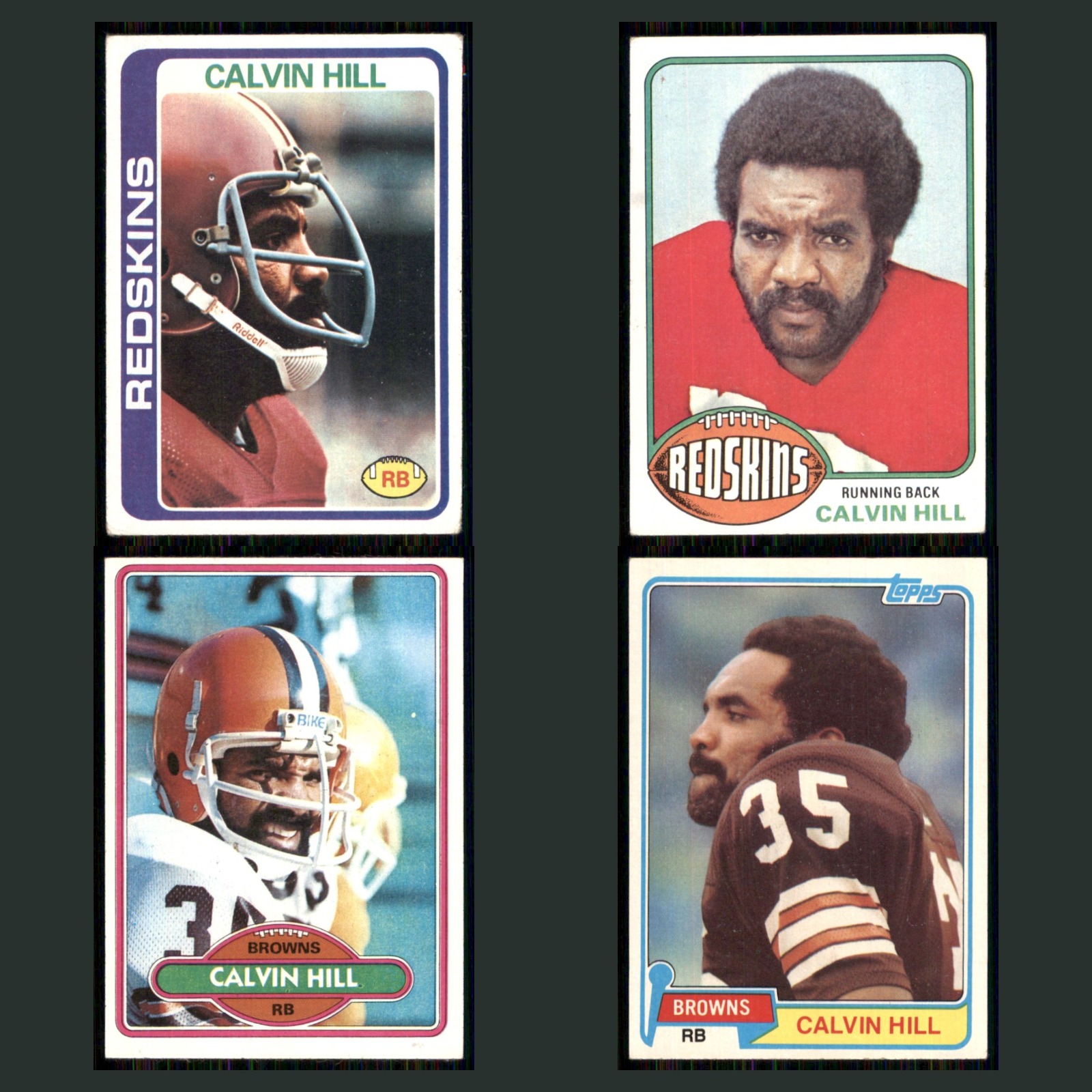 Calvin Hill Lot 4 Football Cards 1978 Topps Washington Redskins Set Collection card scans. Overall card condition is Excellent.