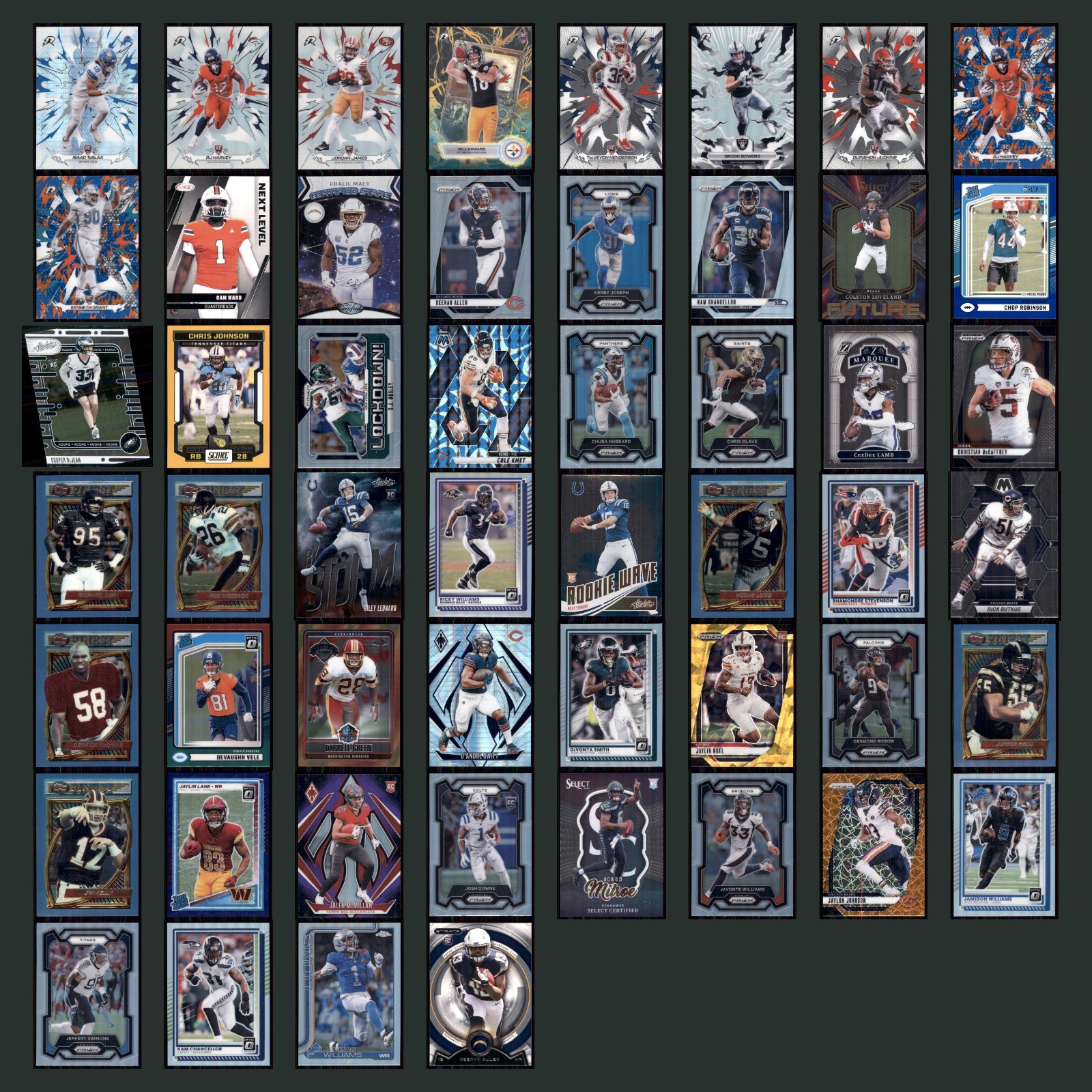 Football Card Lot 52 Cards HOF Star Rookie RC Isaac TeSlaa Topps Resurgence 2025 card scans. Overall card condition is Near Mint.