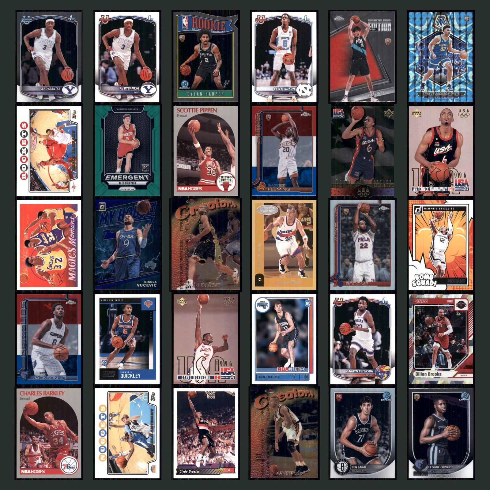 Basketball Card Lot 30 Cards HOF Star Rookie RC AJ Dybantsa BYU Cougars 2025 NM card scans. Overall card condition is Near Mint.
