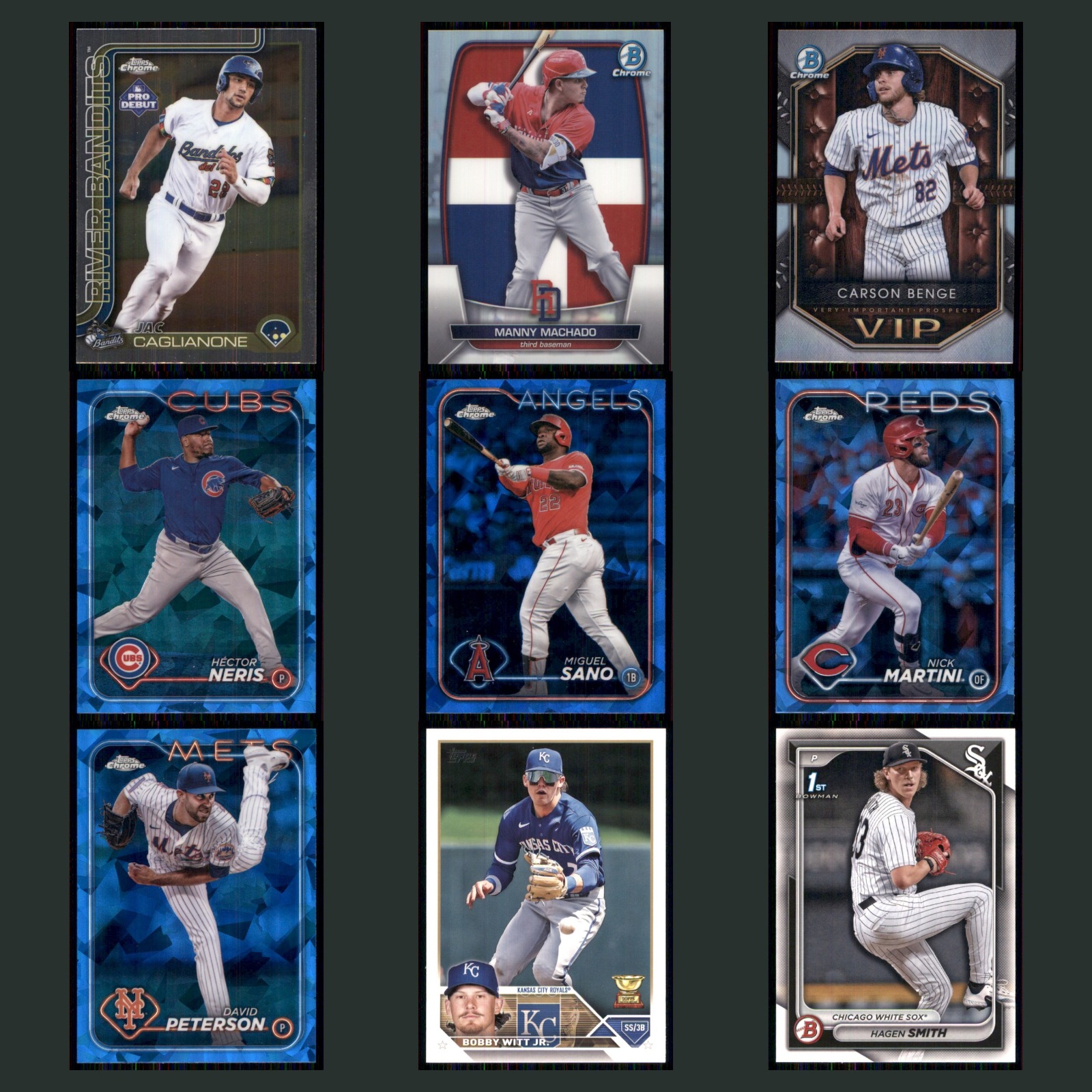 Baseball Card Lot 9 Cards HOF Star Rookie RC Jac Caglianone 2025 NM Topps MLB card scans. Overall card condition is Near Mint.