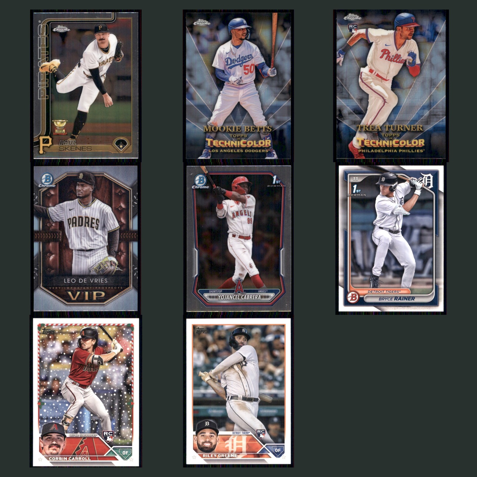 Baseball Card Lot 8 Cards HOF Star Rookie RC Paul Skenes Topps Chrome Pirates NM card scans. Overall card condition is Near Mint.