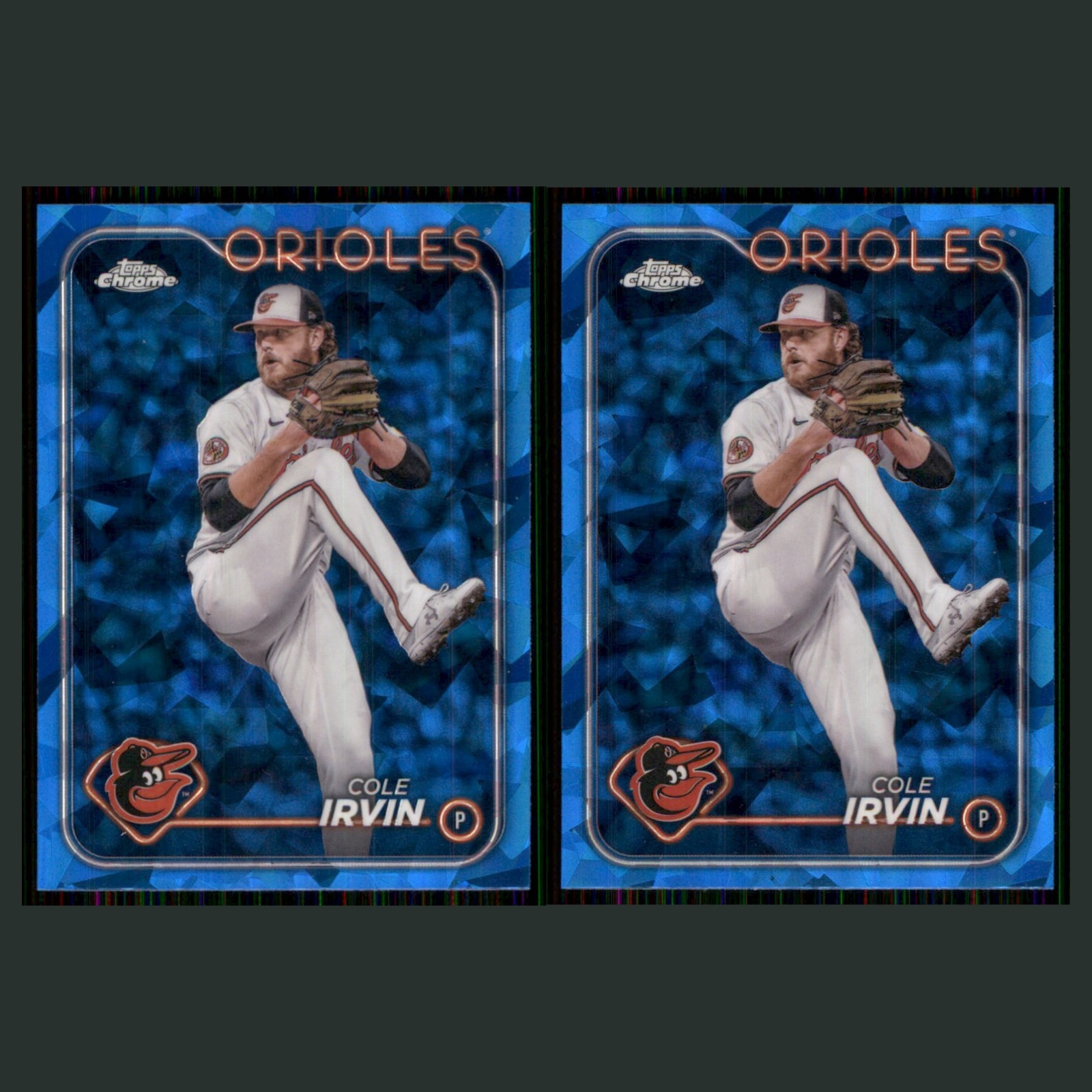 Cole Irvin Lot 2 Baseball Cards 2024 Topps Chrome Update Sapphire Edition Set NM card scans. Overall card condition is Near Mint.