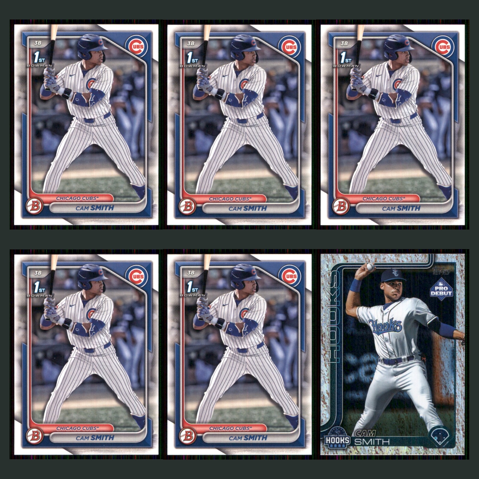 Cam Smith Rookie Lot 6 Baseball Cards 2024 Bowman Draft Chicago Cubs Set MLB NM card scans. Overall card condition is Near Mint.