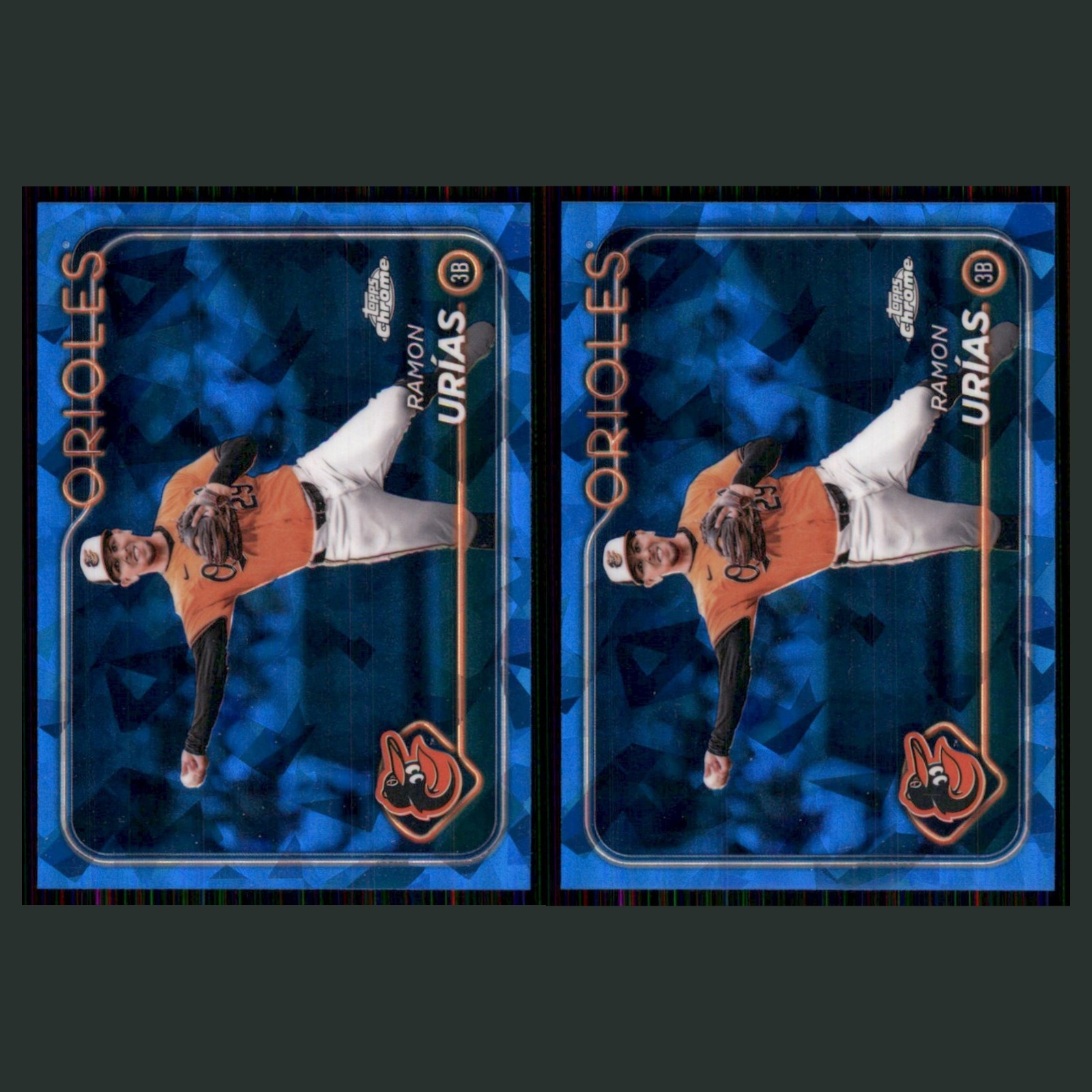 Ramon Urias Lot 2 Baseball Cards 2024 Topps Chrome Update Sapphire Orioles Set card scans. Overall card condition is Near Mint.