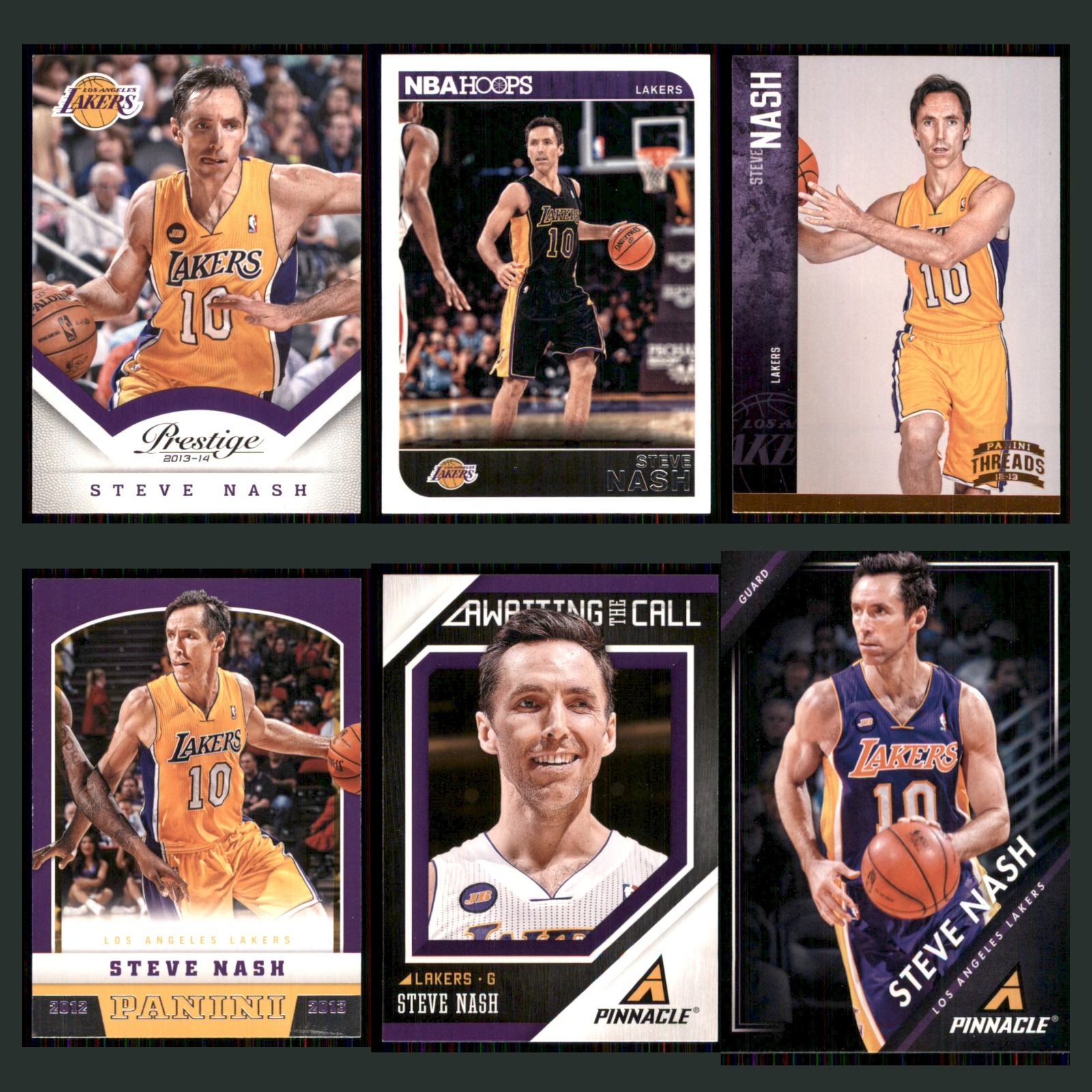 Steve Nash Lot 6 Basketball Cards 2013 Panini Prestige Los Angeles Lakers Set NM card scans. Overall card condition is Near Mint.