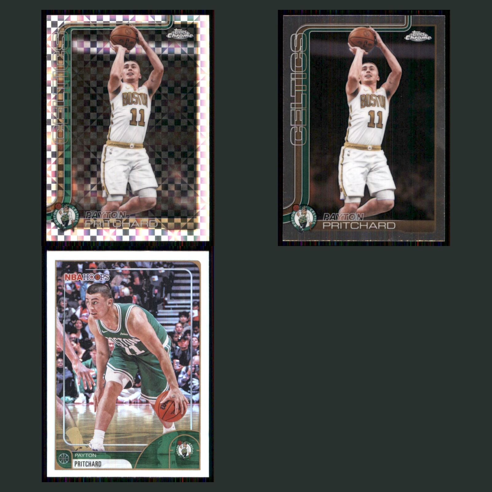 Payton Pritchard Lot 3 Basketball Cards 2026 Topps Chrome Xfractor Celtics Set card scans. Overall card condition is Near Mint.