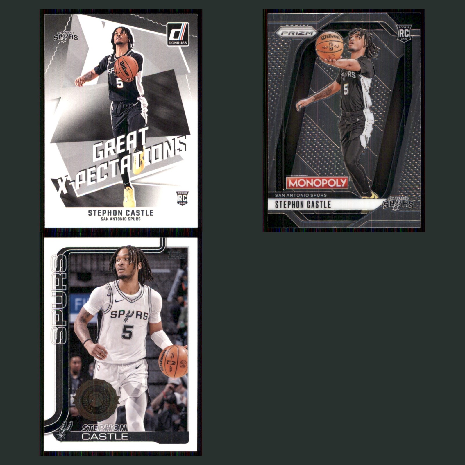 Stephon Castle Rookie Lot 3 Basketball Cards 2024 Donruss Great X-Pectations Set card scans. Overall card condition is Near Mint.