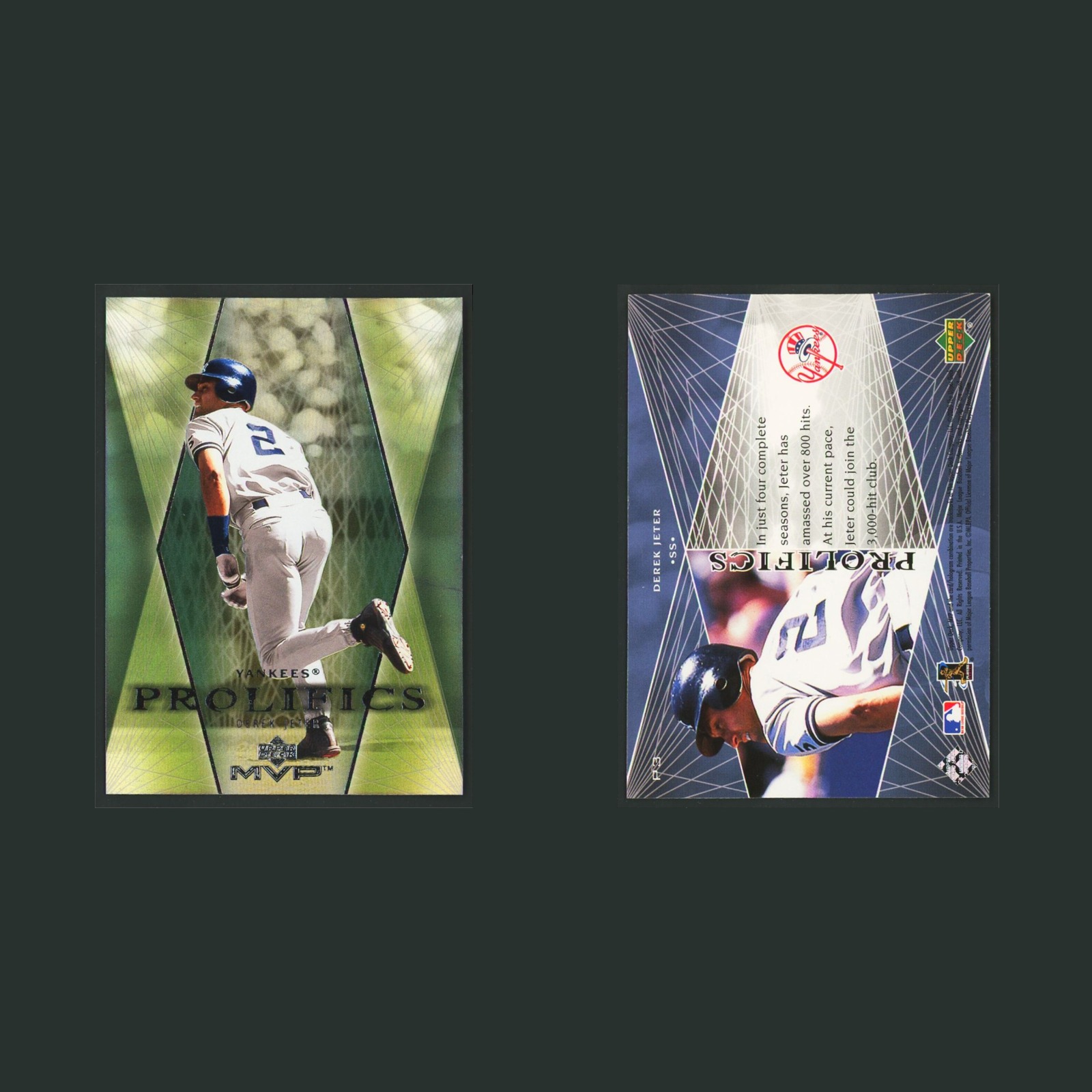 Derek Jeter #P3 2000 Upper Deck MVP Prolifics New York Yankees Baseball Card MLB front and back scans. Card condition is Near Mint.