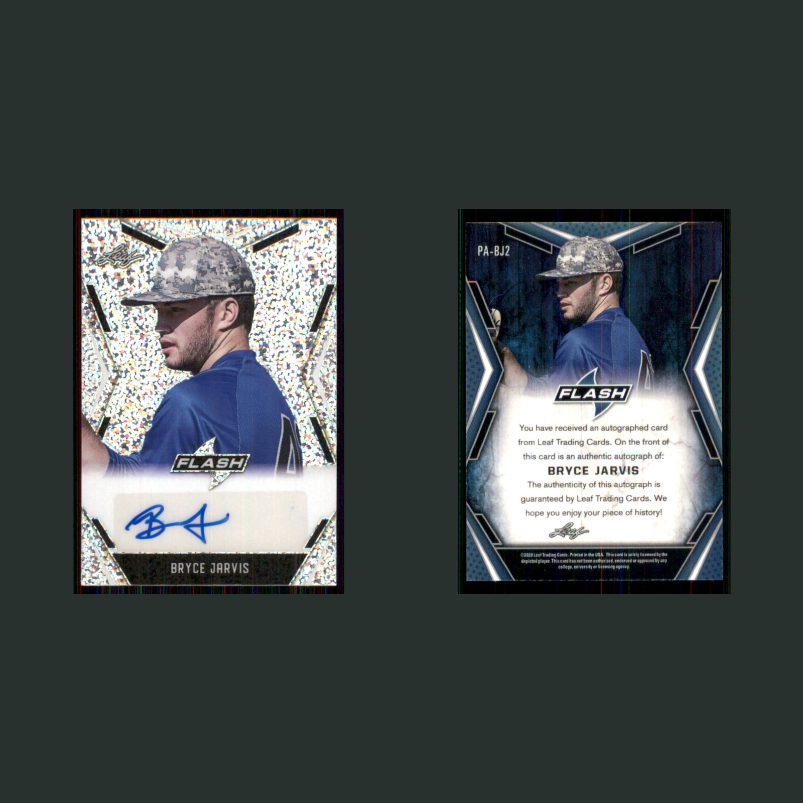 Bryce Jarvis Auto #PA-BJ2 Autograph 2020 Leaf Draft Flash Baseball Card MLB front and back scans. Card condition is Near Mint.