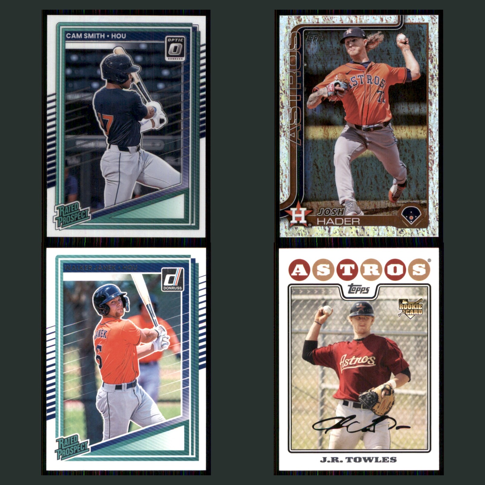 Houston Astros Rookie Lot 4 Baseball Cards Donruss Cam Smith NM Baseball MLB card scans. Overall card condition is Near Mint.