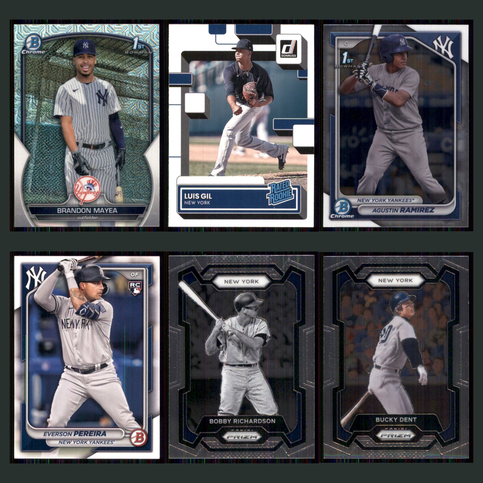 New York Yankees Rookie Lot 6 Baseball Cards Brandon Mayea NM Baseball MLB card scans. Overall card condition is Near Mint.
