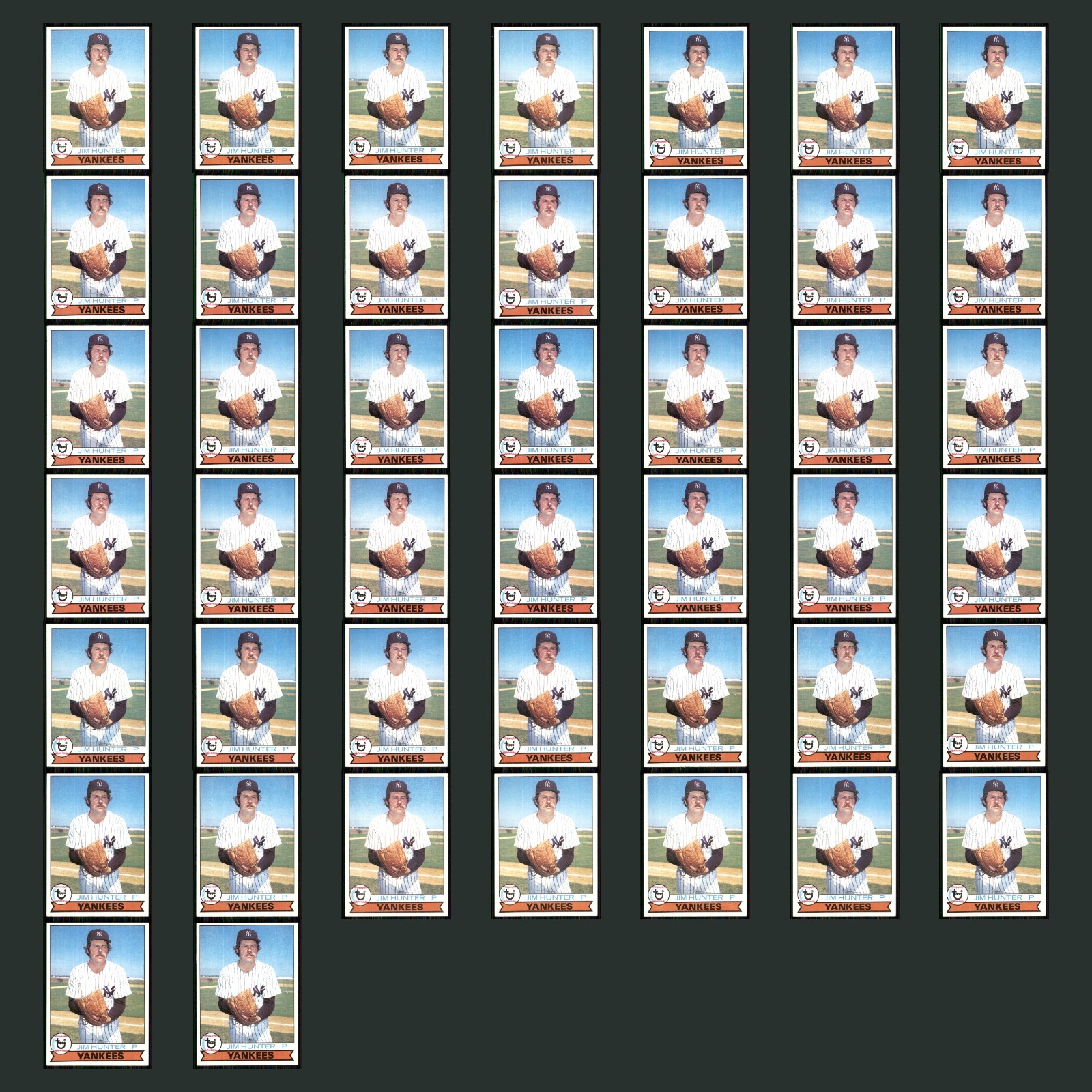 Jim Hunter Lot 44 Baseball Cards 1979 Topps New York Yankees Set Collection MLB card scans. Overall card condition is Near Mint.