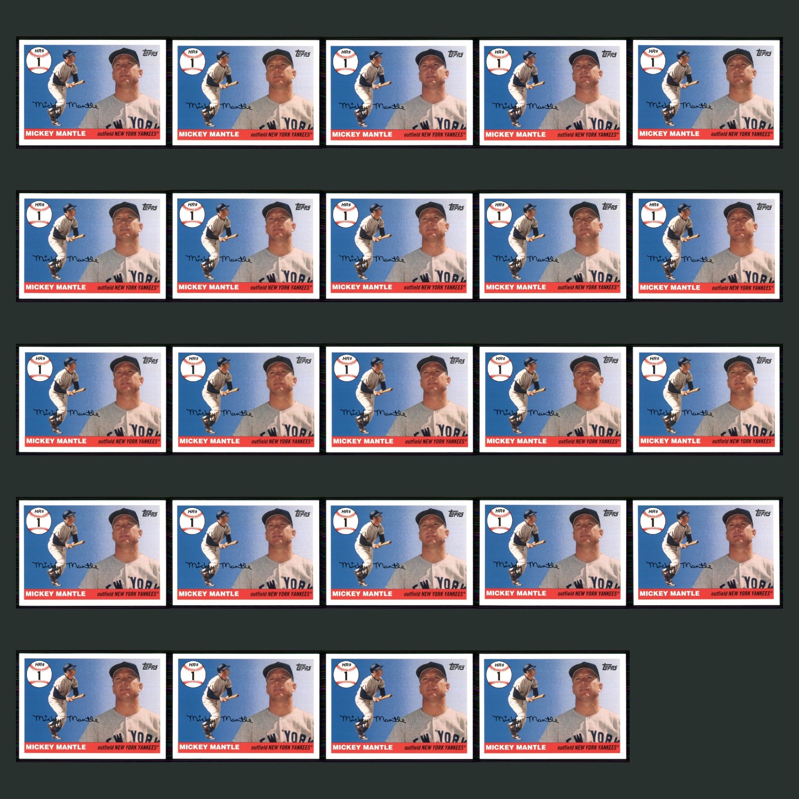 Mickey Mantle Lot 24 Baseball Cards 2006 Topps Home Run Histroy New York Yankees card scans. Overall card condition is Near Mint.