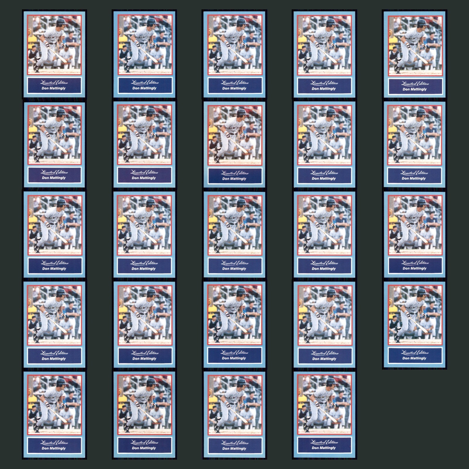 Don Mattingly Lot 24 Baseball Cards 1988 Collectors Marketing Corporation Set NM card scans. Overall card condition is Near Mint.