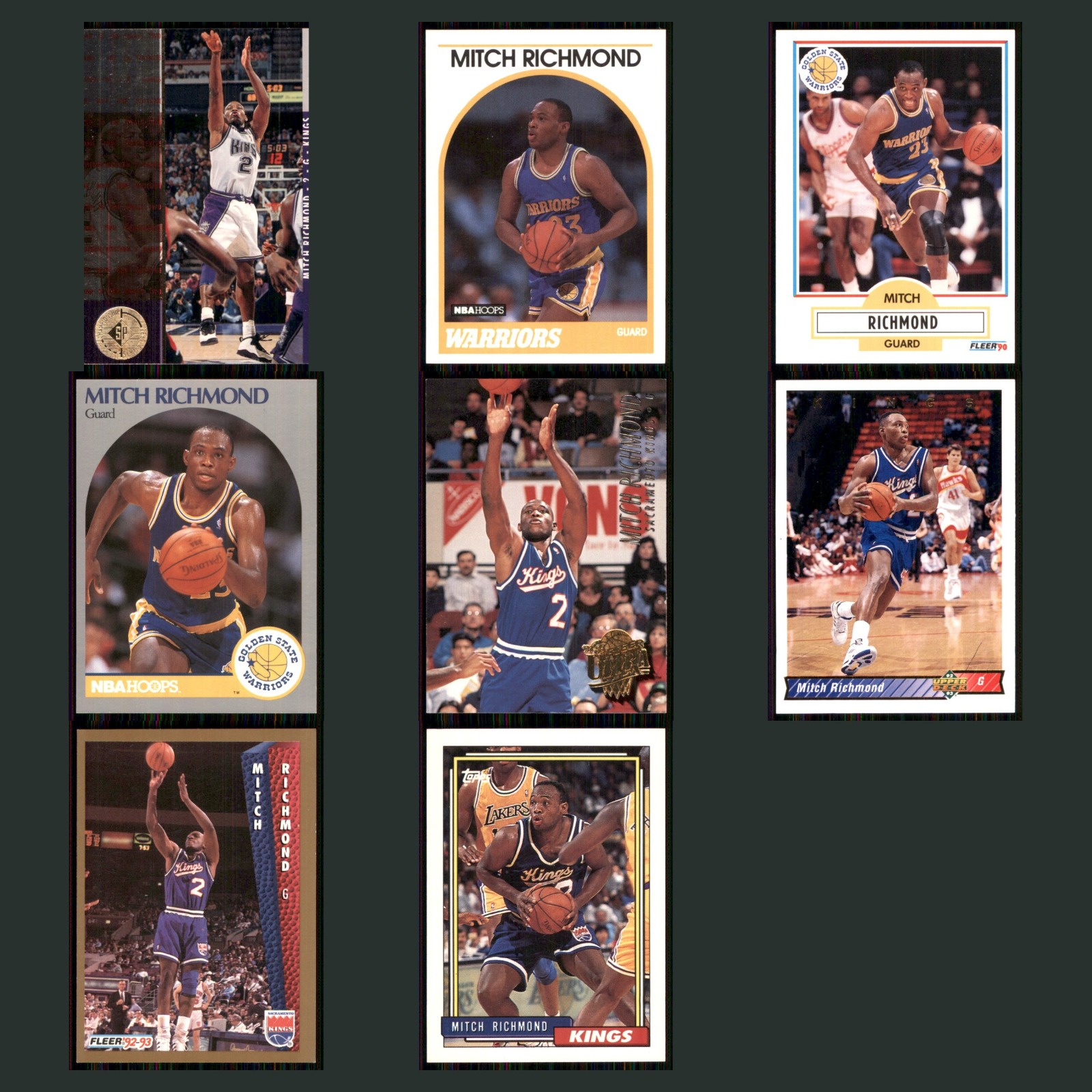 Mitch Richmond Lot 8 Basketball Cards 1994 Upper Deck SP Sacramento Kings Set EX card scans. Overall card condition is Excellent.