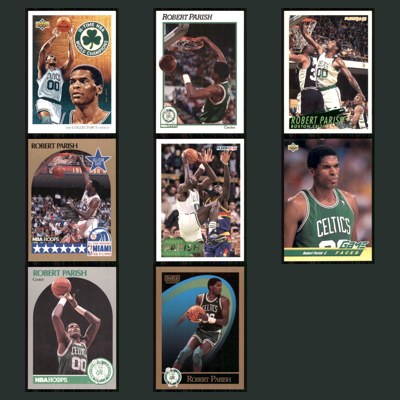 Robert Parish Lot 8 Basketball Cards 1992 Upper Deck Boston Celtics Set NBA EX card scans. Overall card condition is Excellent.