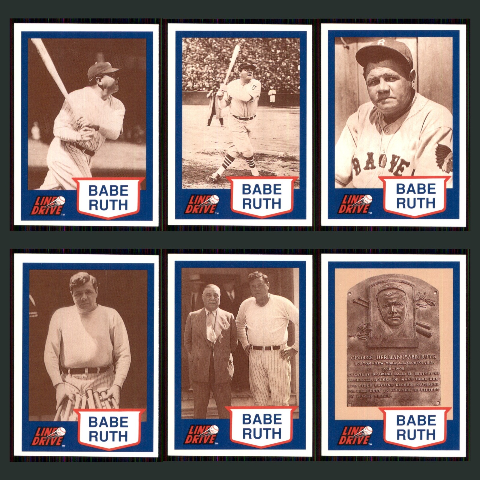 Babe Ruth Lot 6 Baseball Cards 1991 Line Drive Babe Ruth New York Yankees Set NM card scans. Overall card condition is Near Mint.