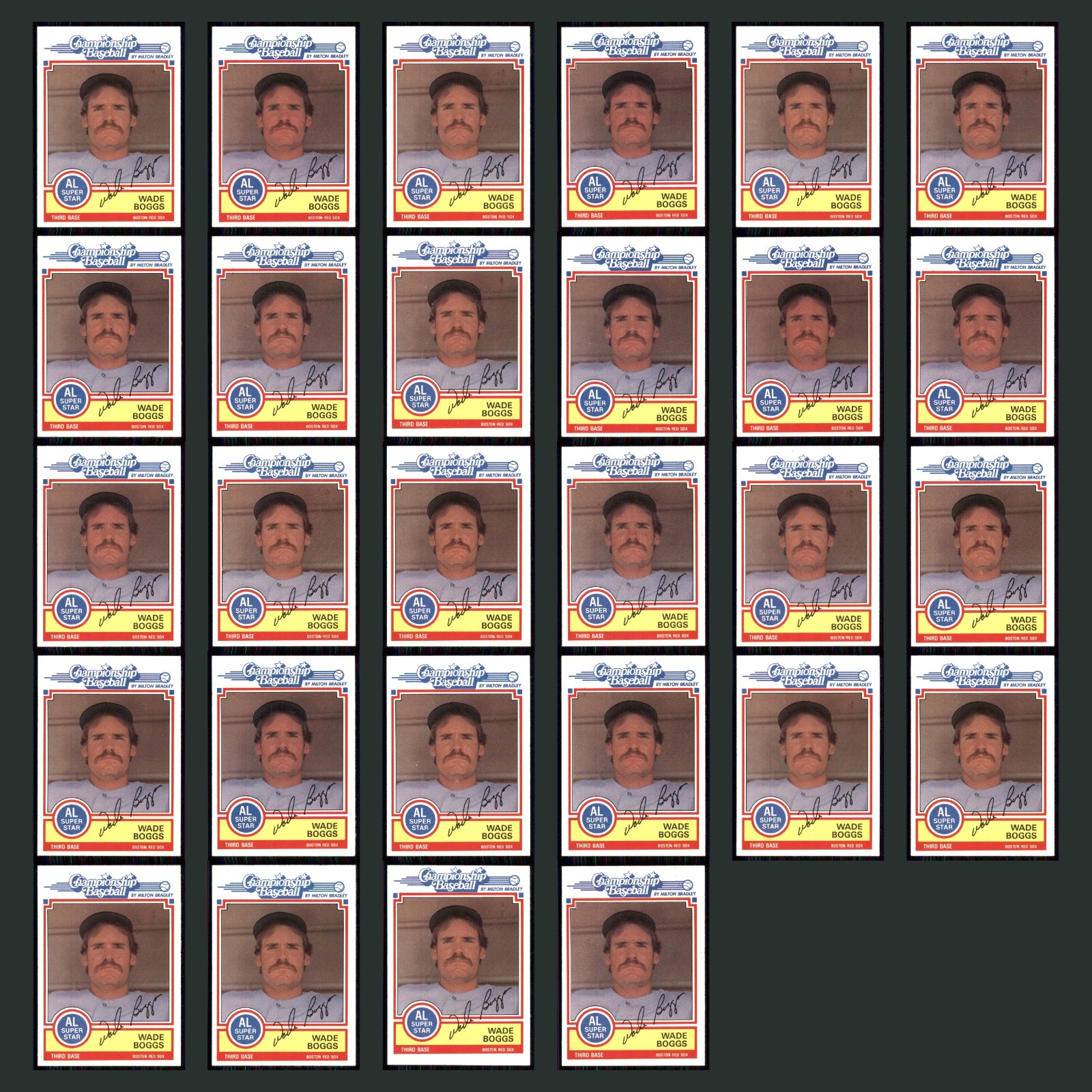 Wade Boggs Lot 28 Baseball Cards 1984 Topps Milton Bradley Boston Red Sox Set NM card scans. Overall card condition is Near Mint.