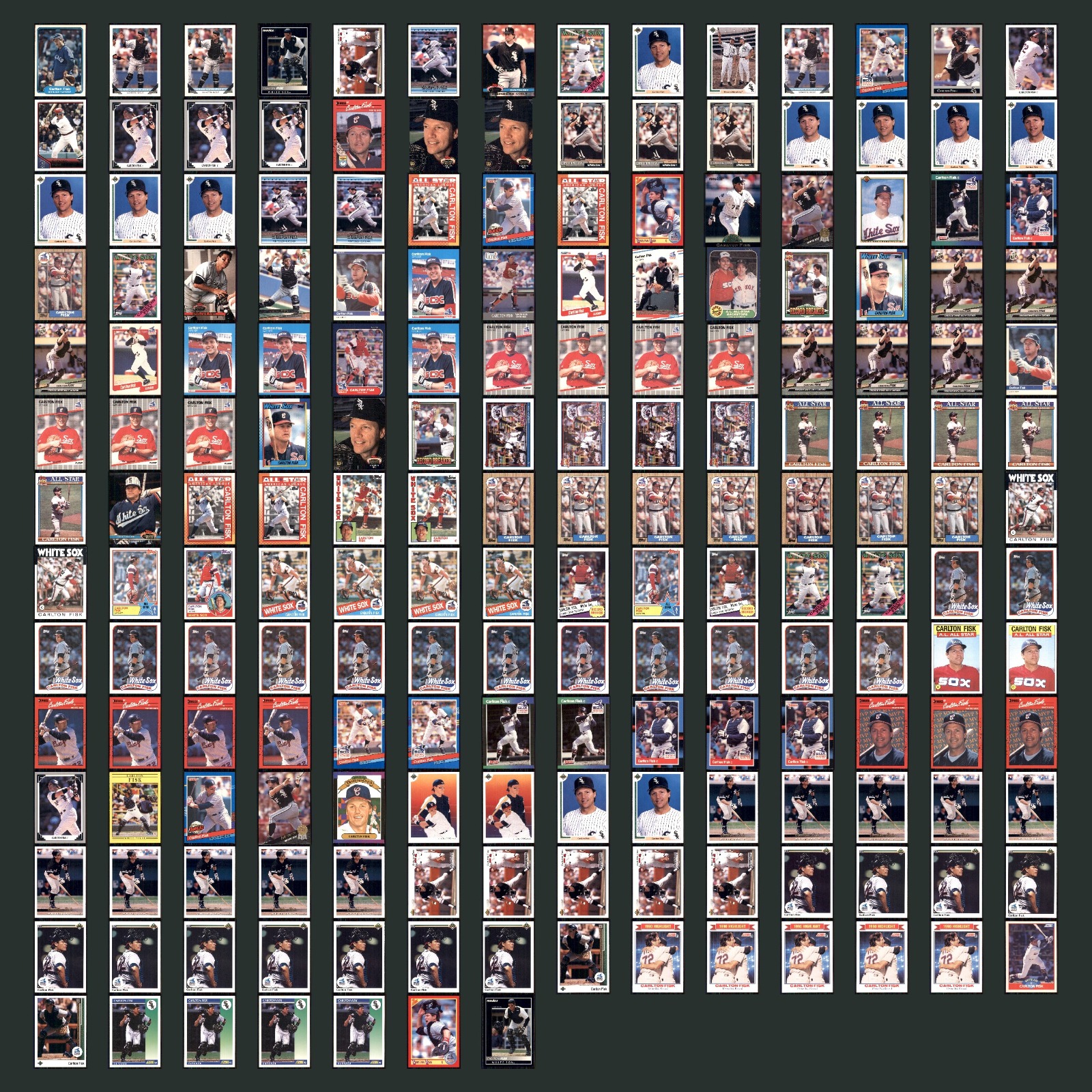 Carlton Fisk Lot 189 Baseball Cards 1982 Fleer Chicago White Sox Set Collection card scans. Overall card condition is Near Mint.